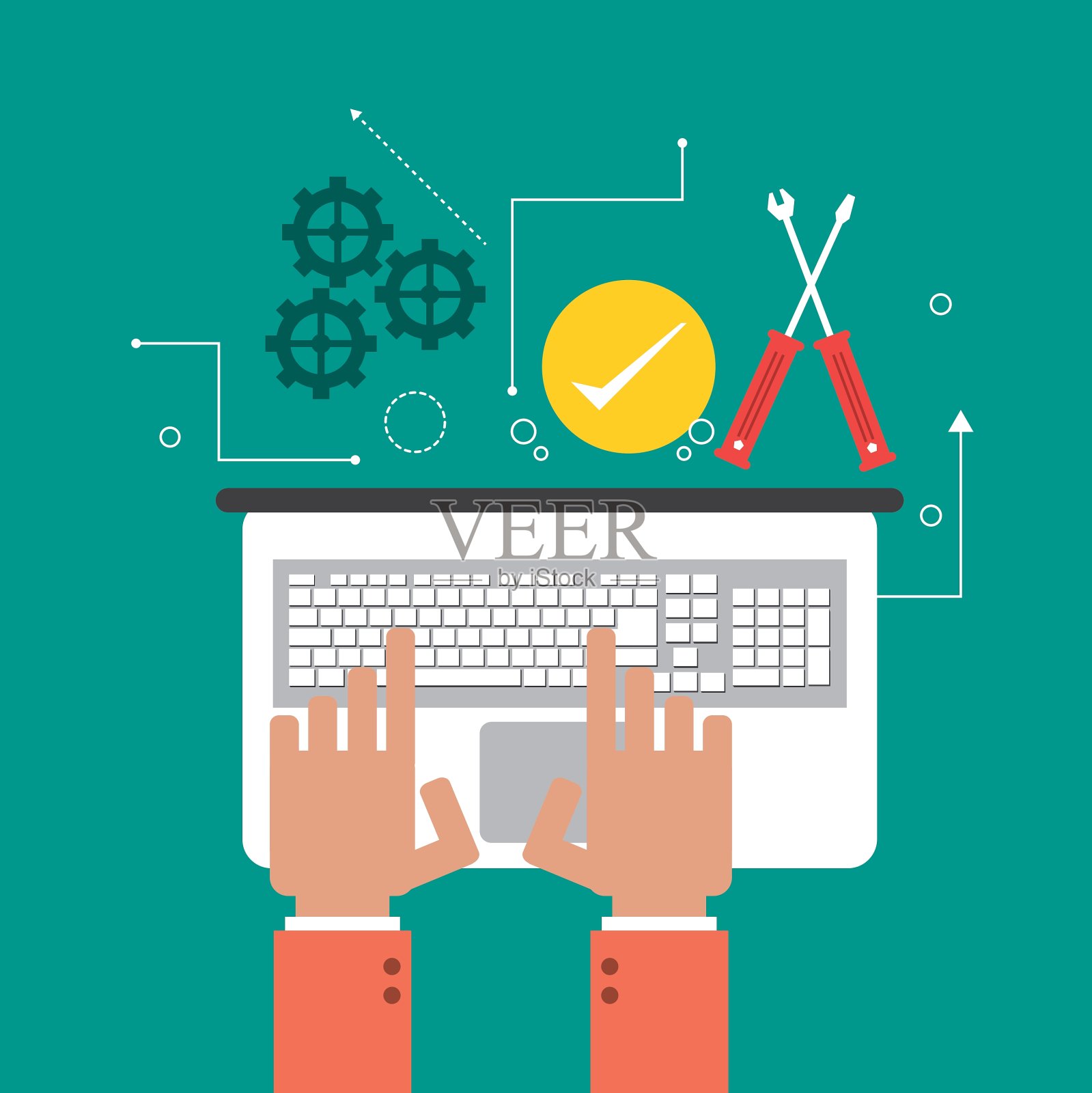 扁平化的客服设计插画图片素材