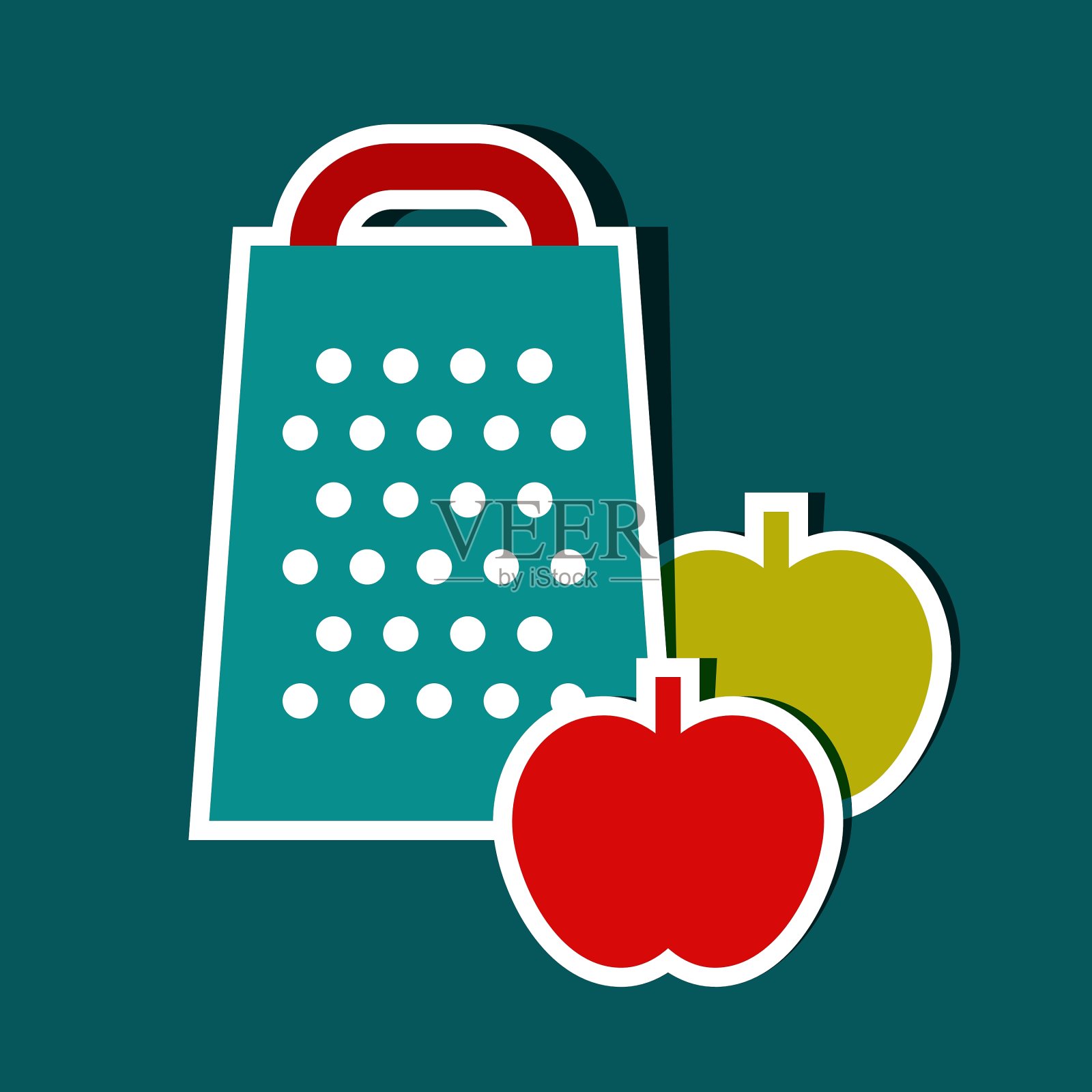 刨丝器和苹果插画图片素材