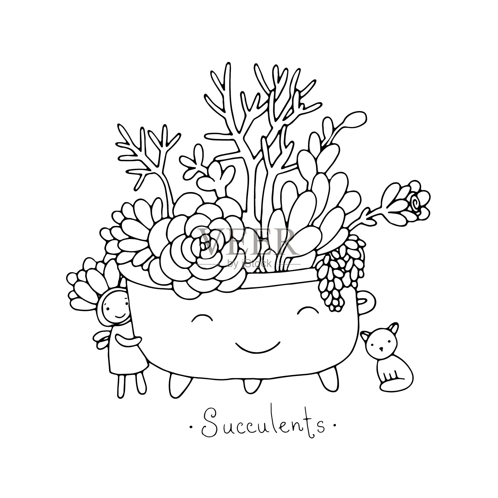 卡通可爱的多肉锅设计元素图片