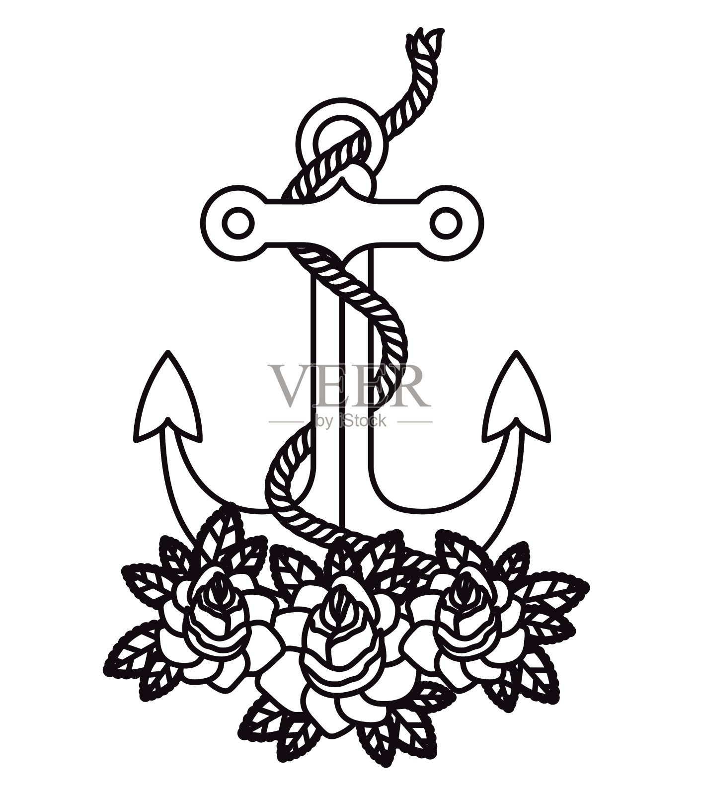 锚纹身孤立图标设计插画图片素材