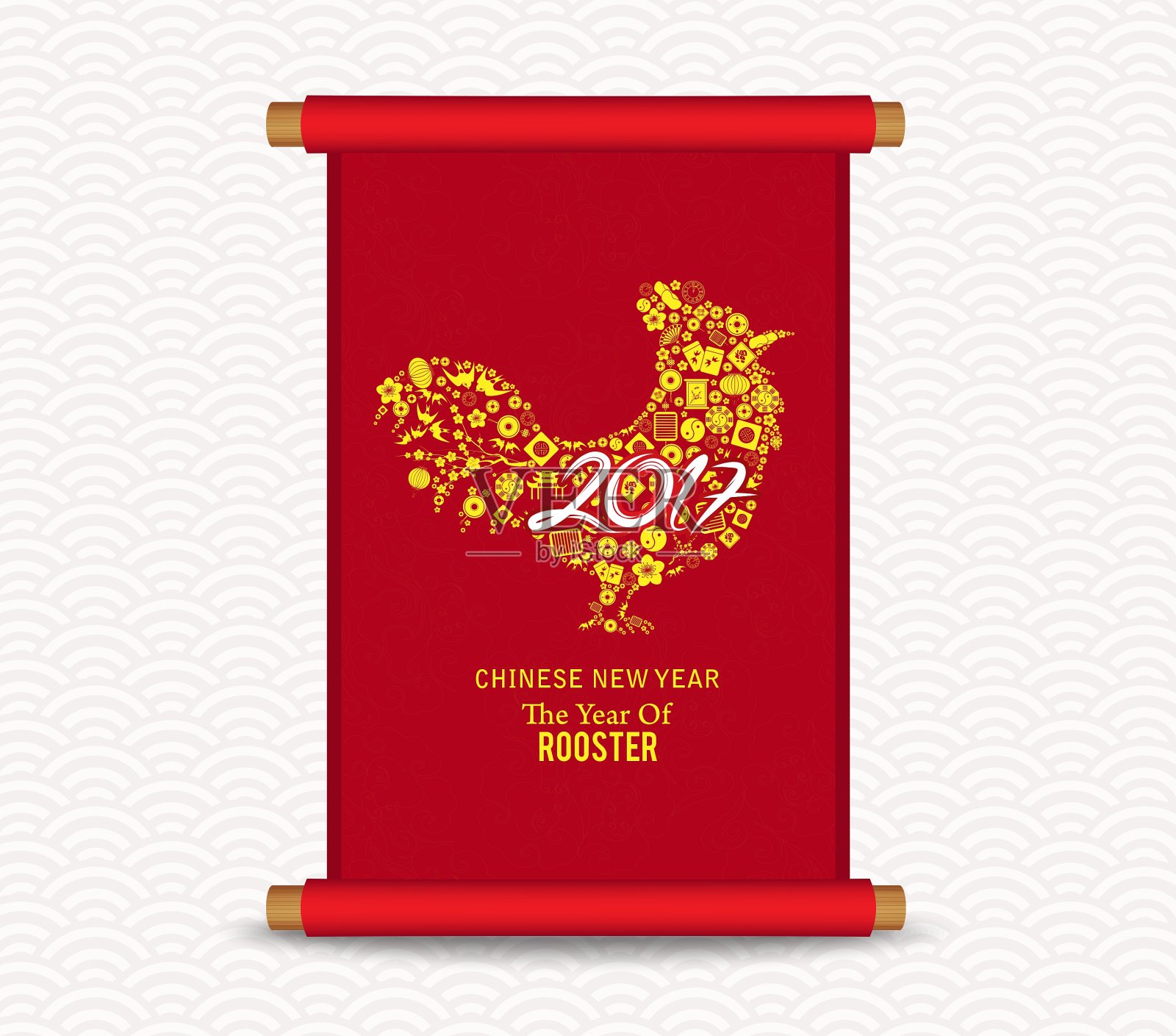 中国新年传统中国手卷插画图片素材