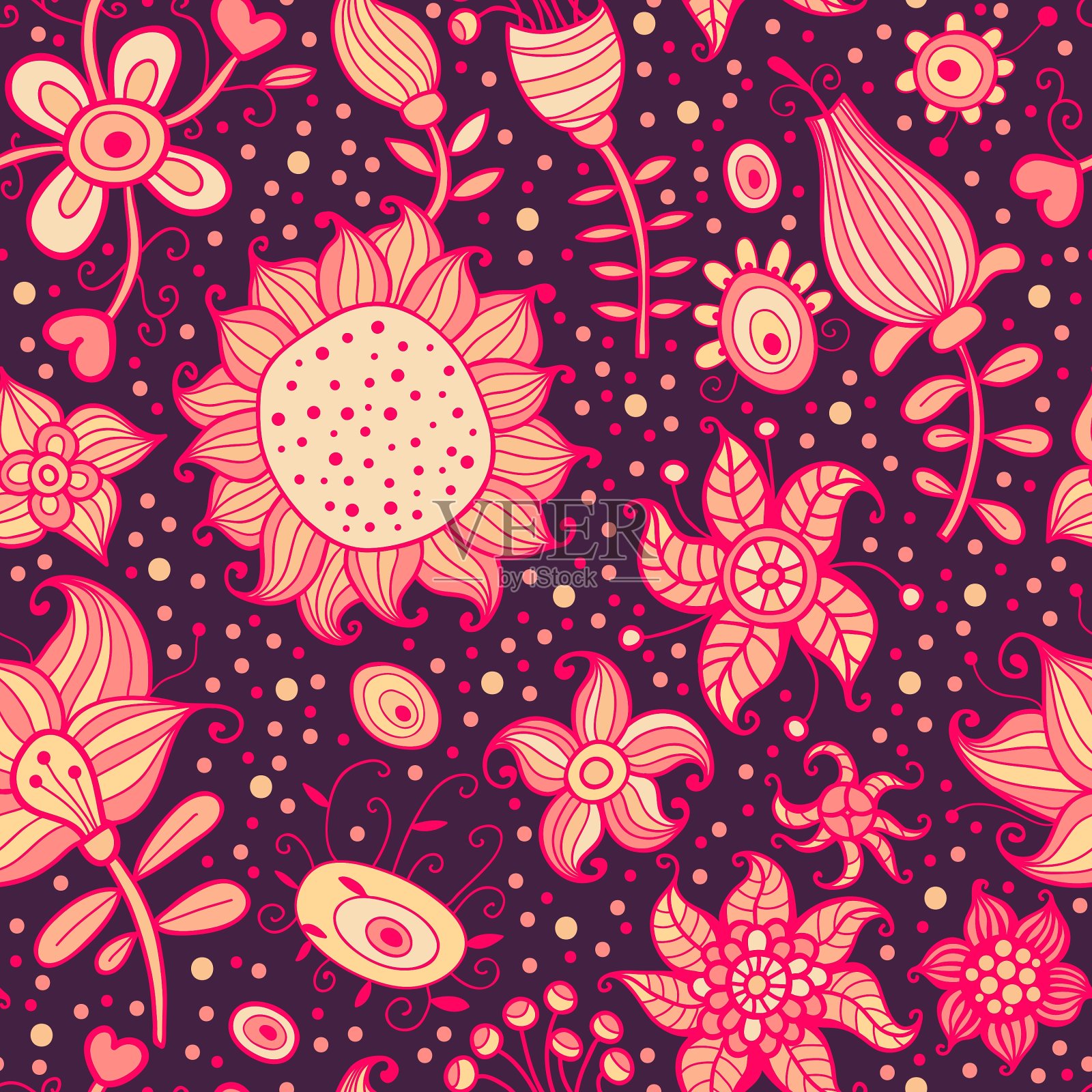 花的花园插画图片素材