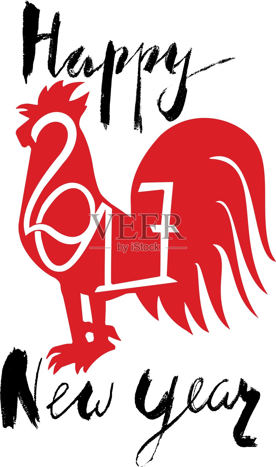 红公鸡是中国新年的象征设计元素图片