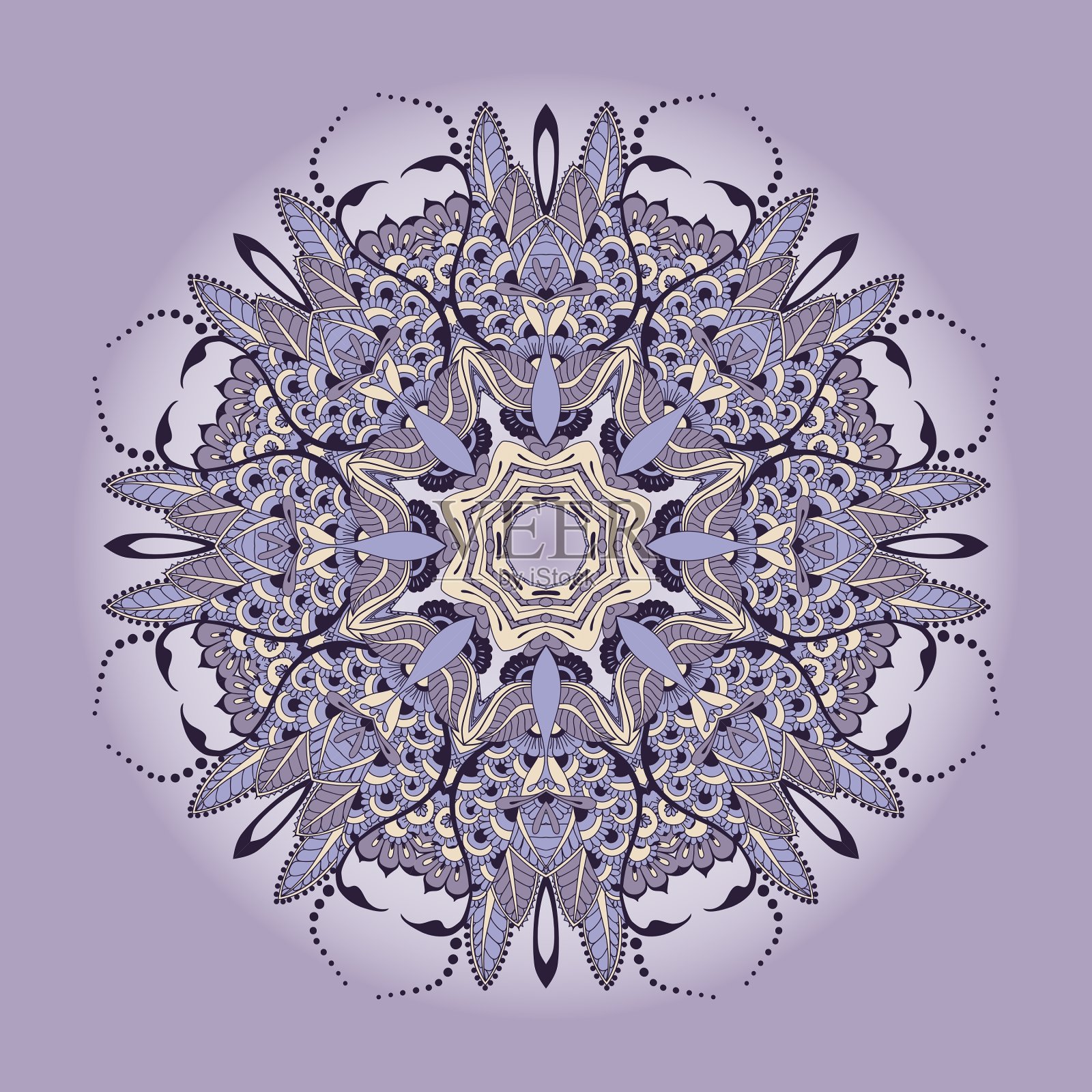 圆形花卉点缀插画图片素材