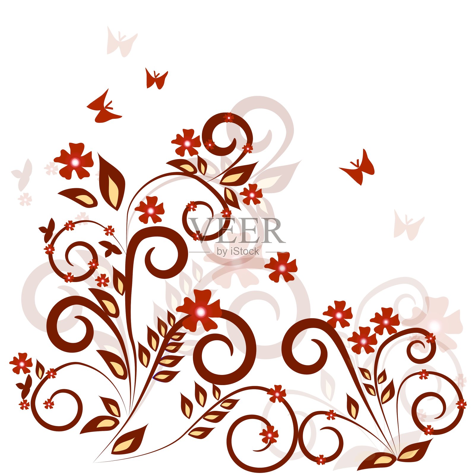 时尚的绿花背景设计元素图片