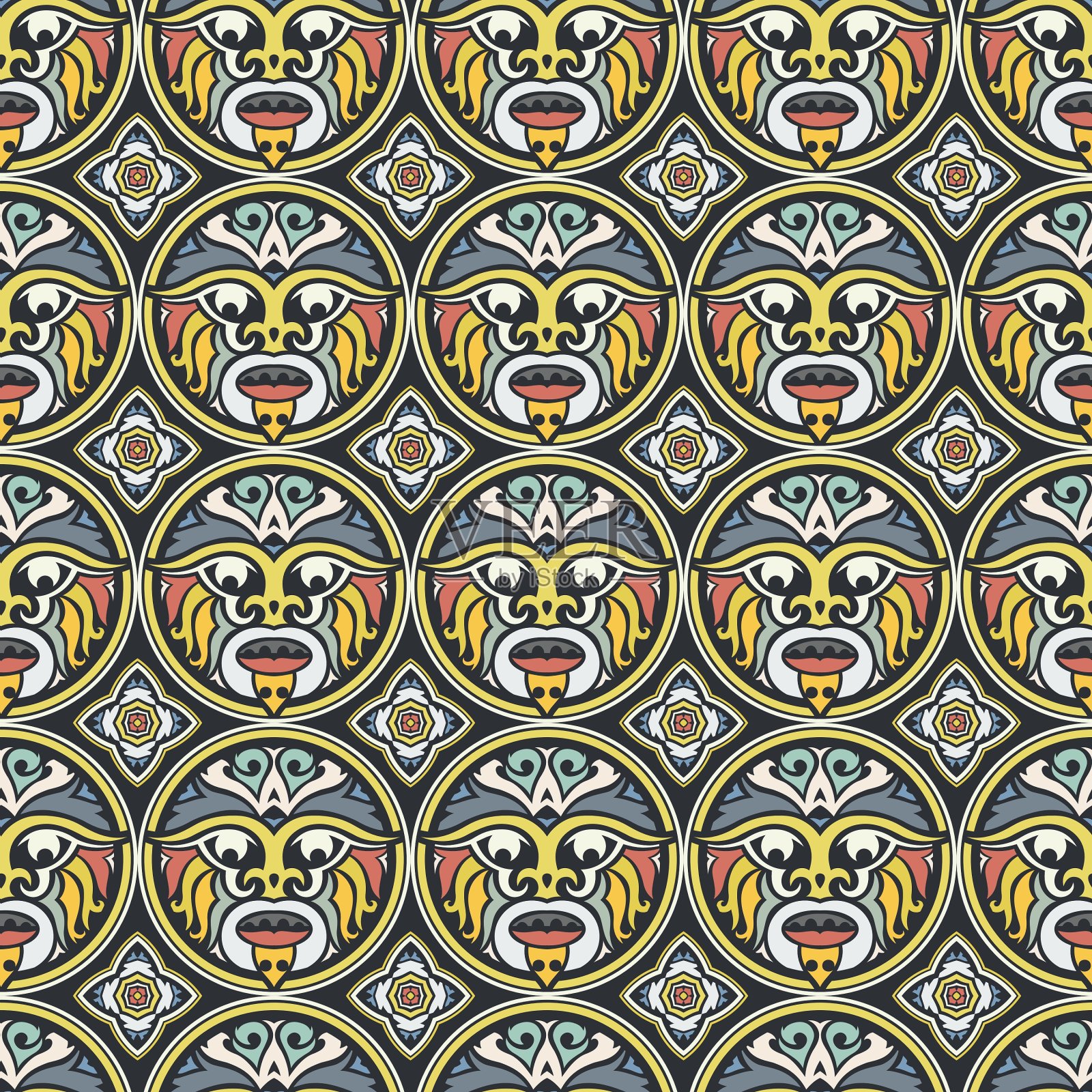 部落无缝模式插画图片素材