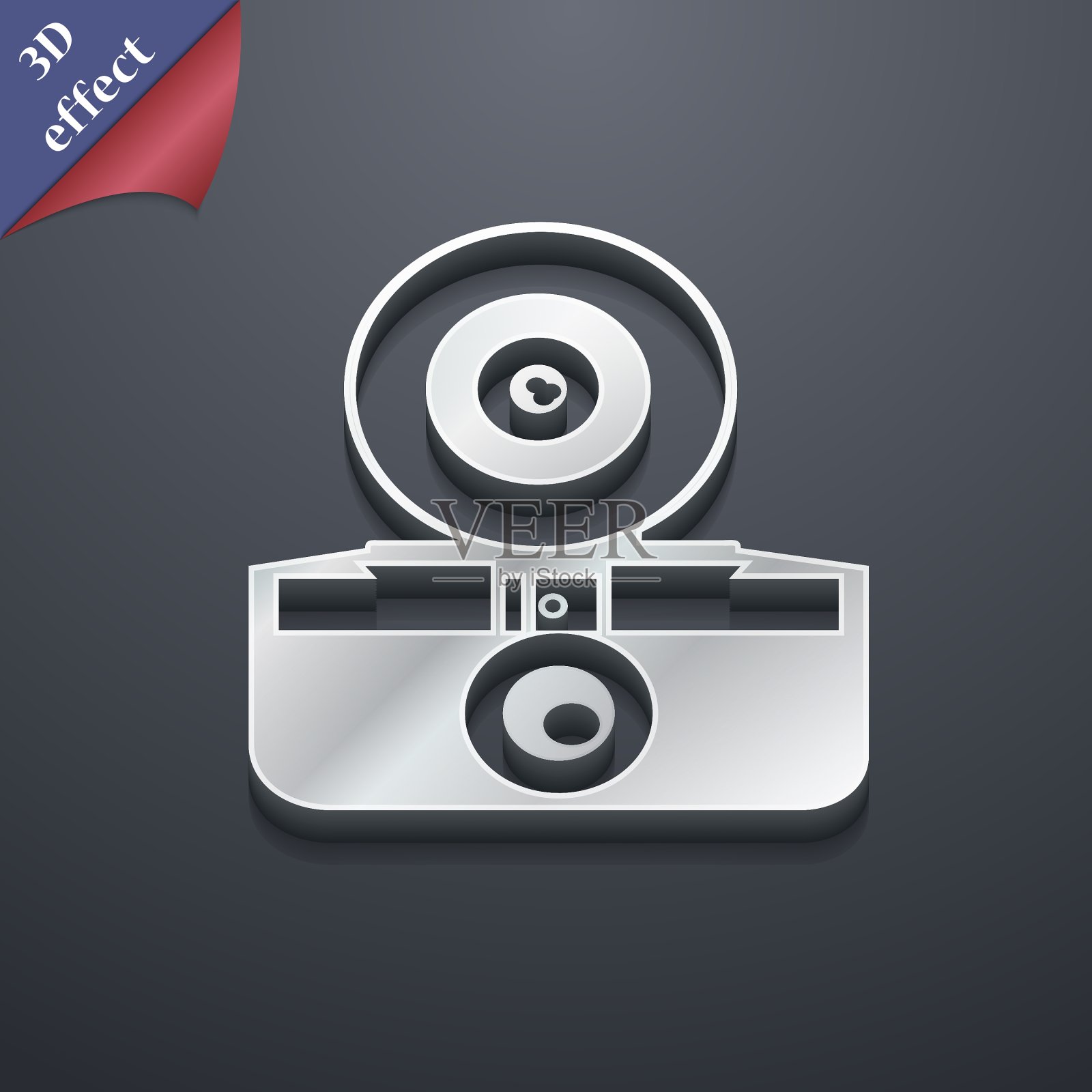 复古照片相机图标符号3D风格新潮插画图片素材