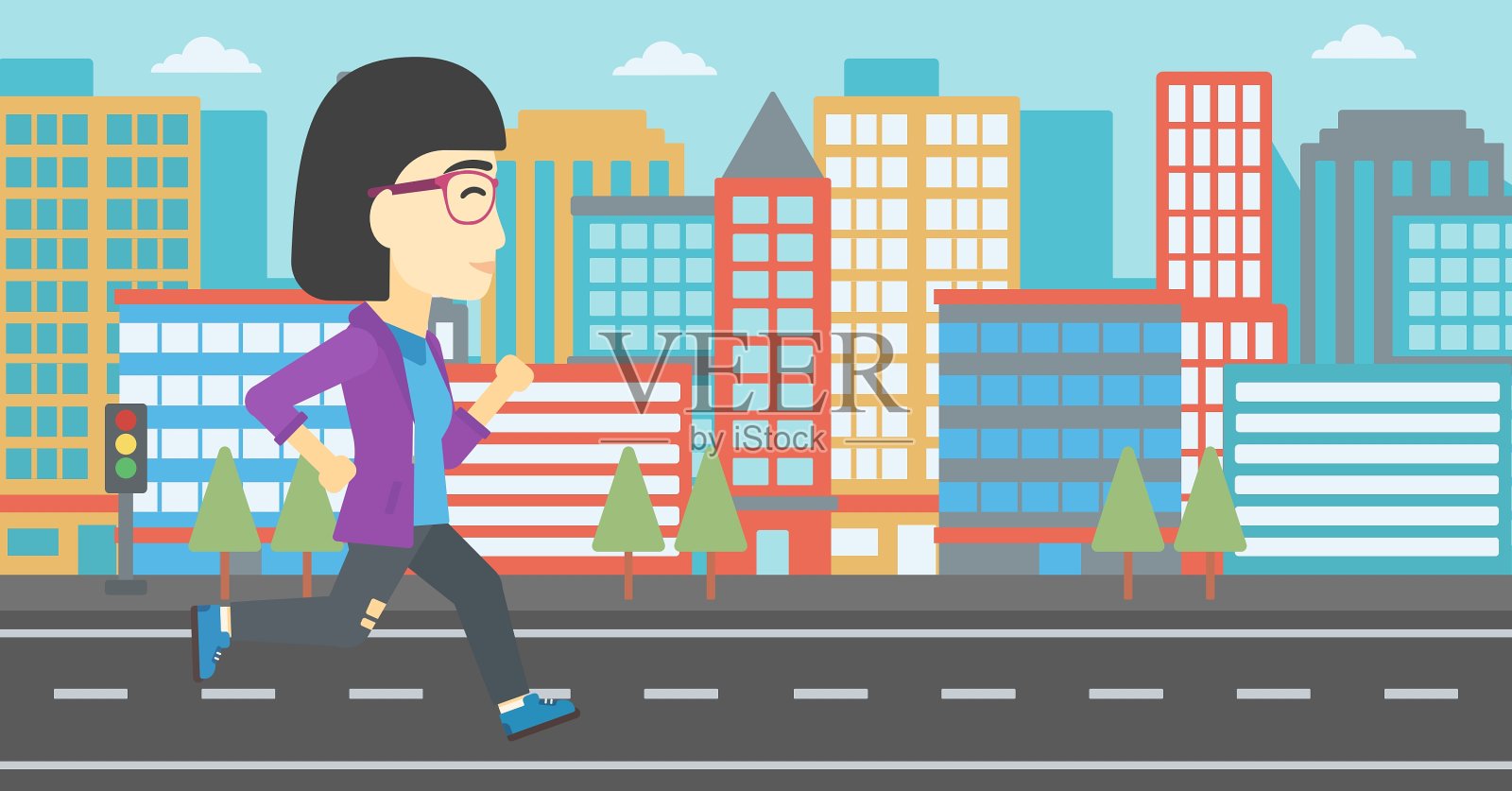 慢跑运动的女人插画图片素材