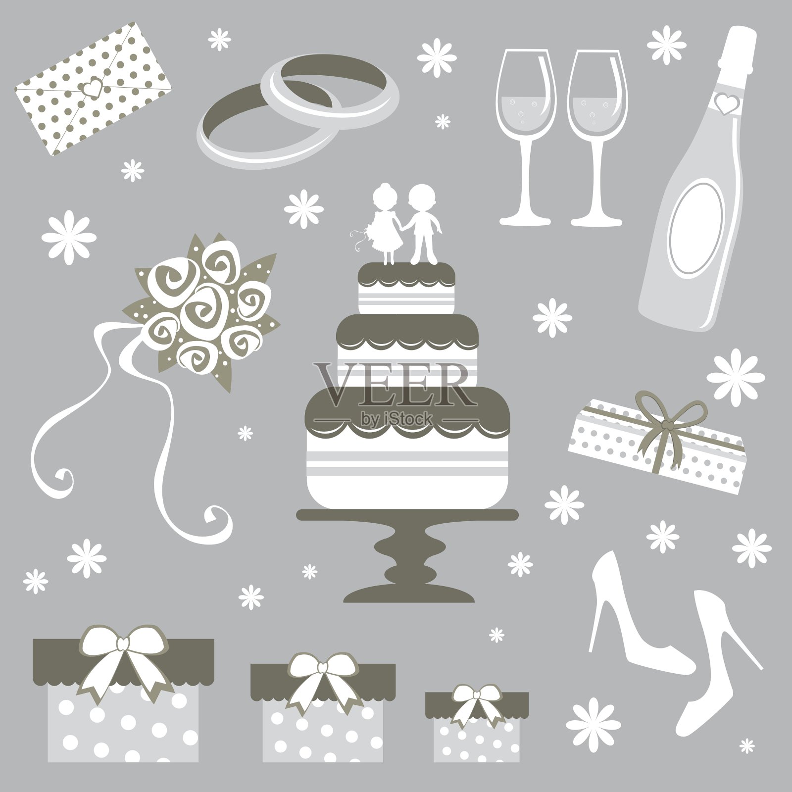 婚礼集插画图片素材