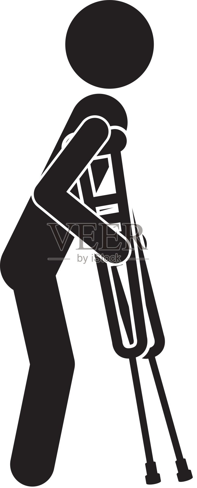 拄拐杖的人使孤立的图标设计无效插画图片素材