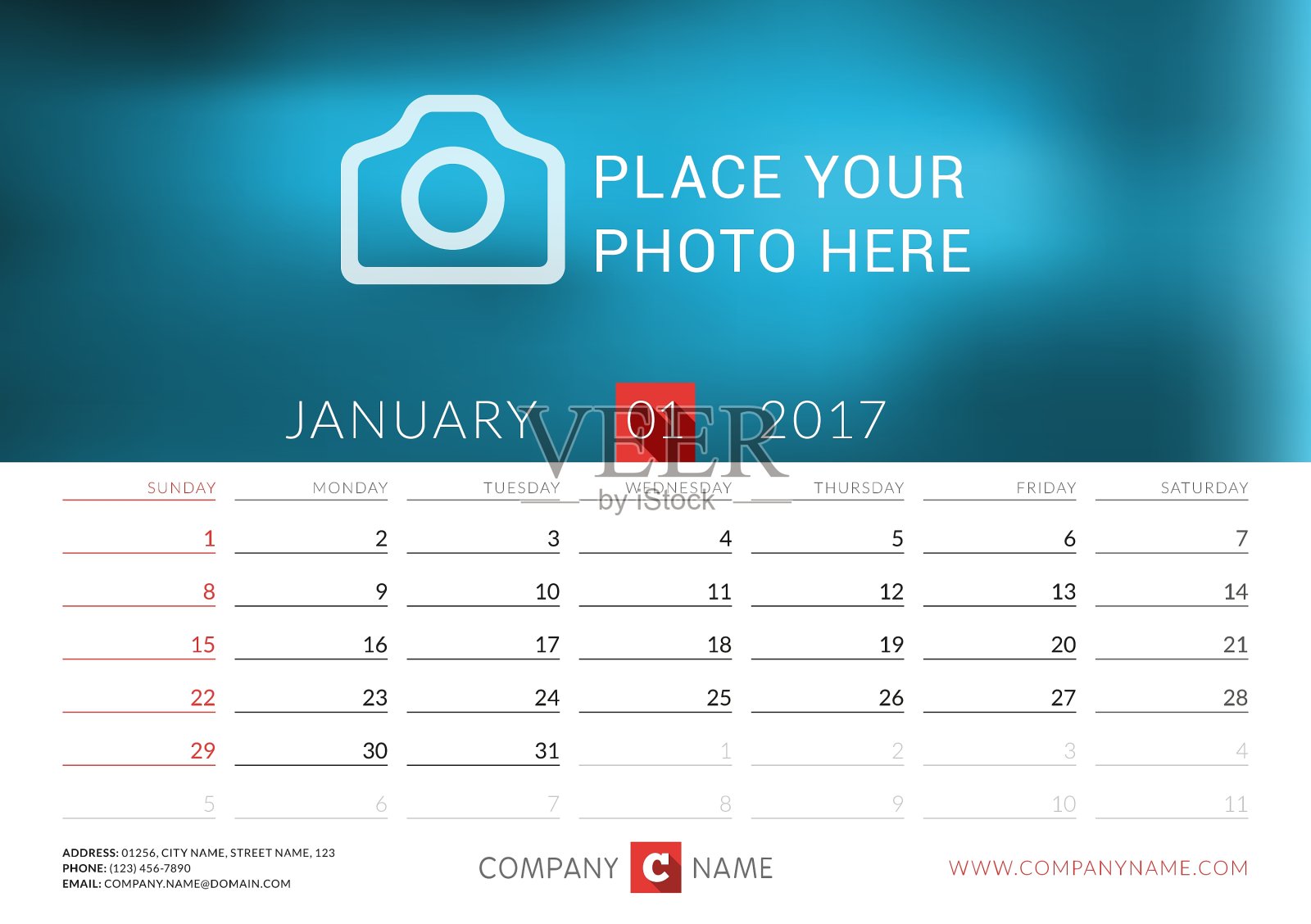 台历2017年打印模板用设计模板素材