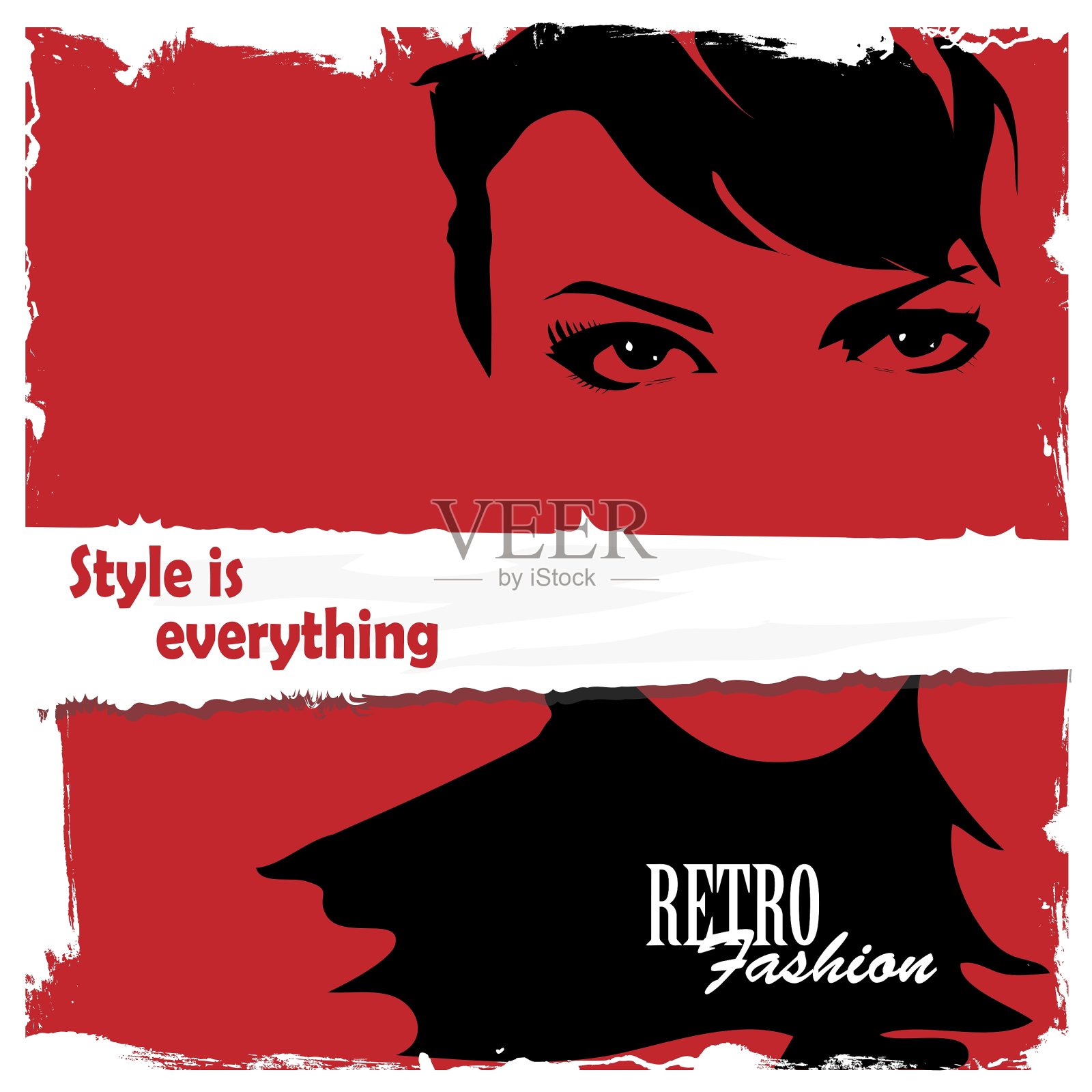 素描风格的时尚女孩设计元素图片