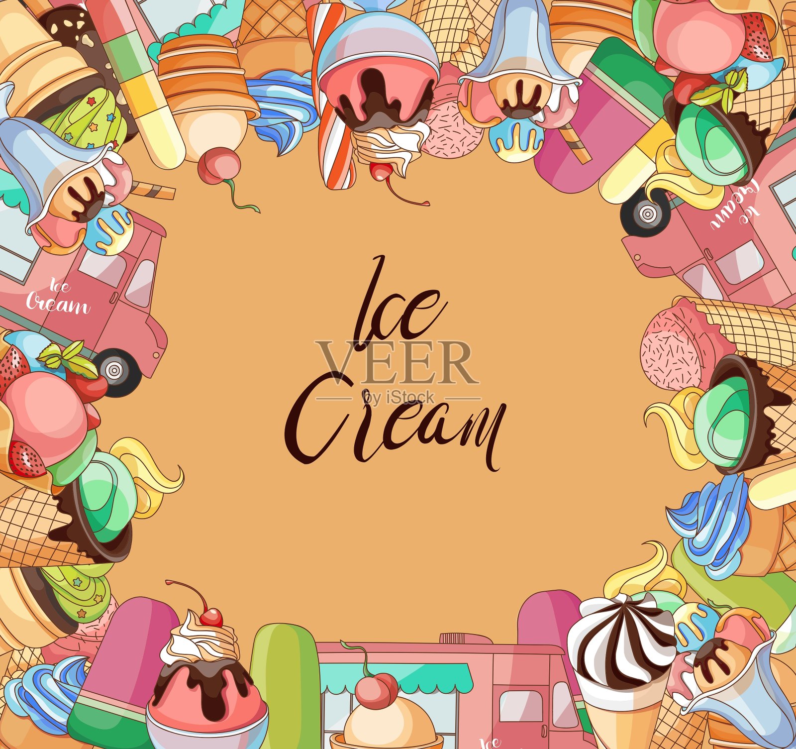 冰淇淋集合插画图片素材