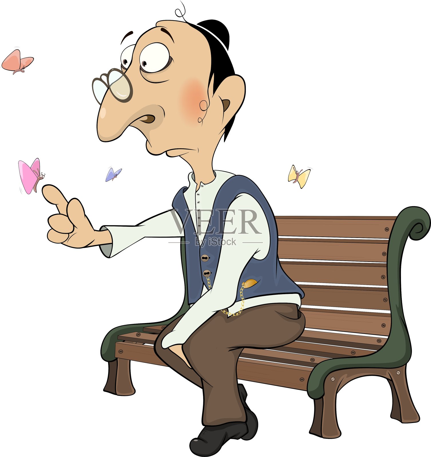 拉比和蝴蝶设计元素图片