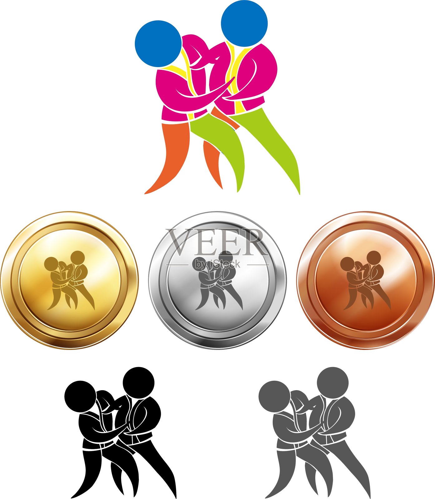 柔道和膳食的运动图标插画图片素材