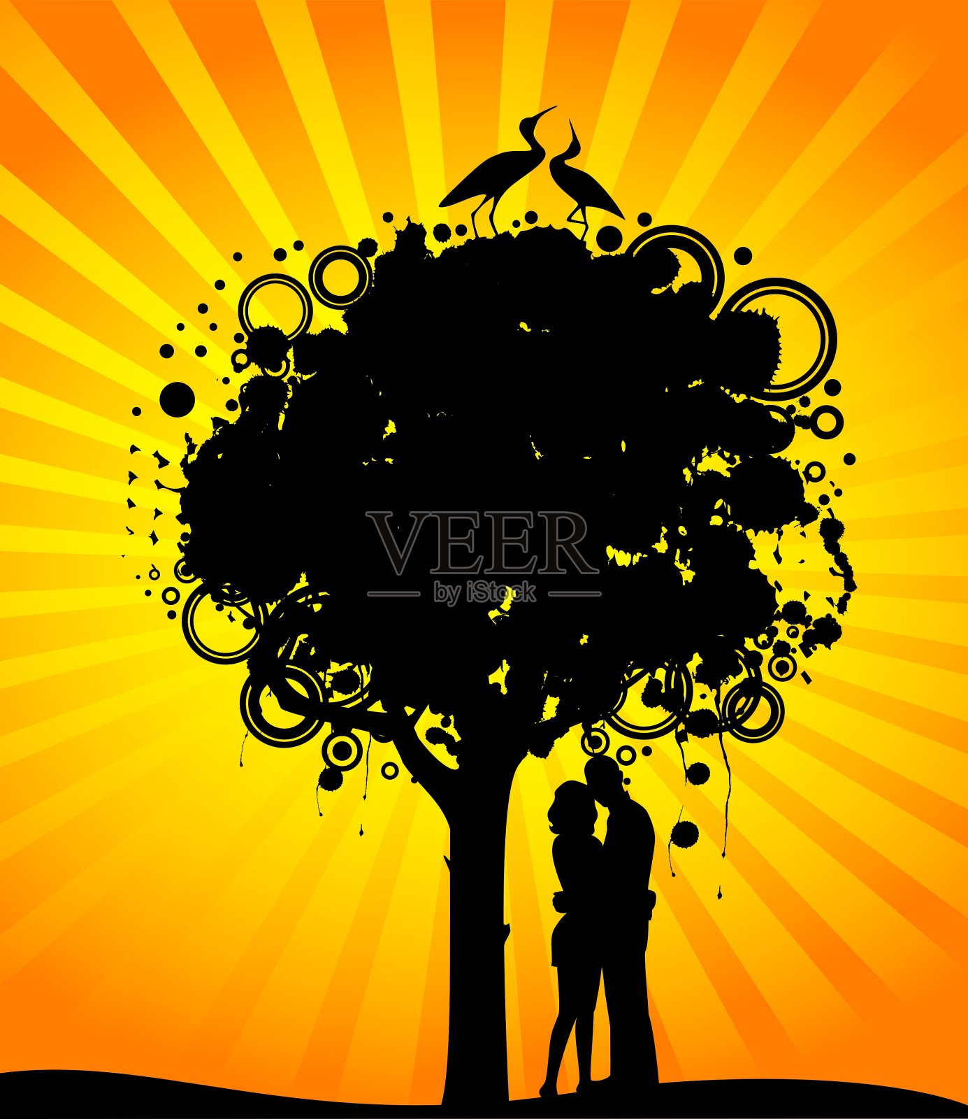 树的轮廓插画图片素材