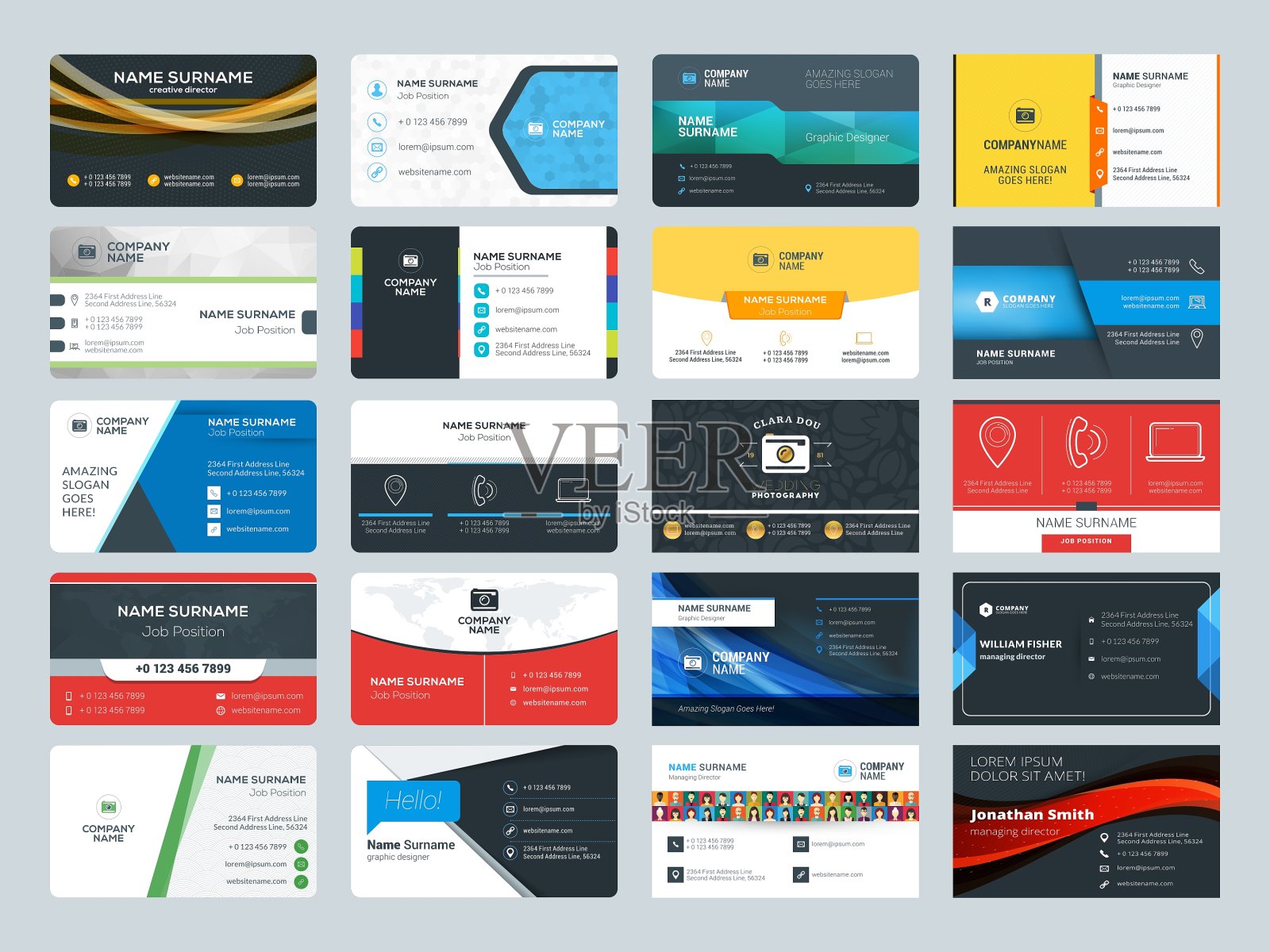 一套现代创意名片模板设计模板素材