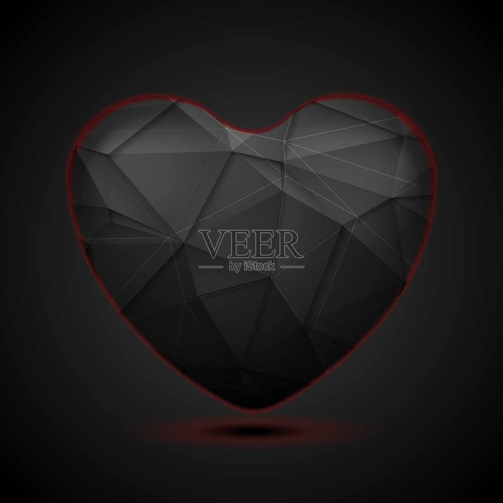 黑色的多边形心脏背景插画图片素材