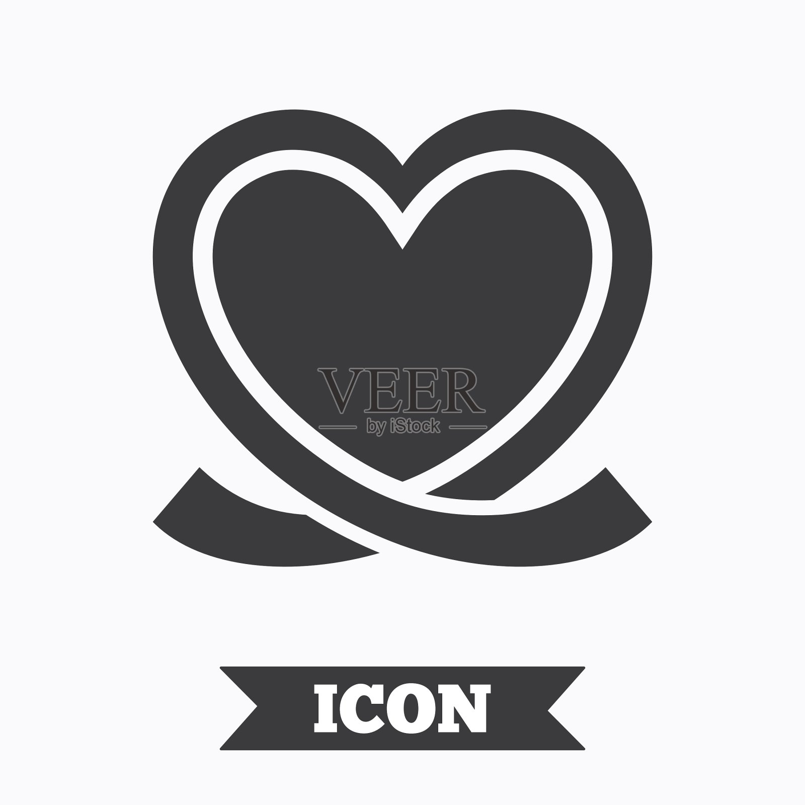 心形丝带标志图标爱的象征图标素材