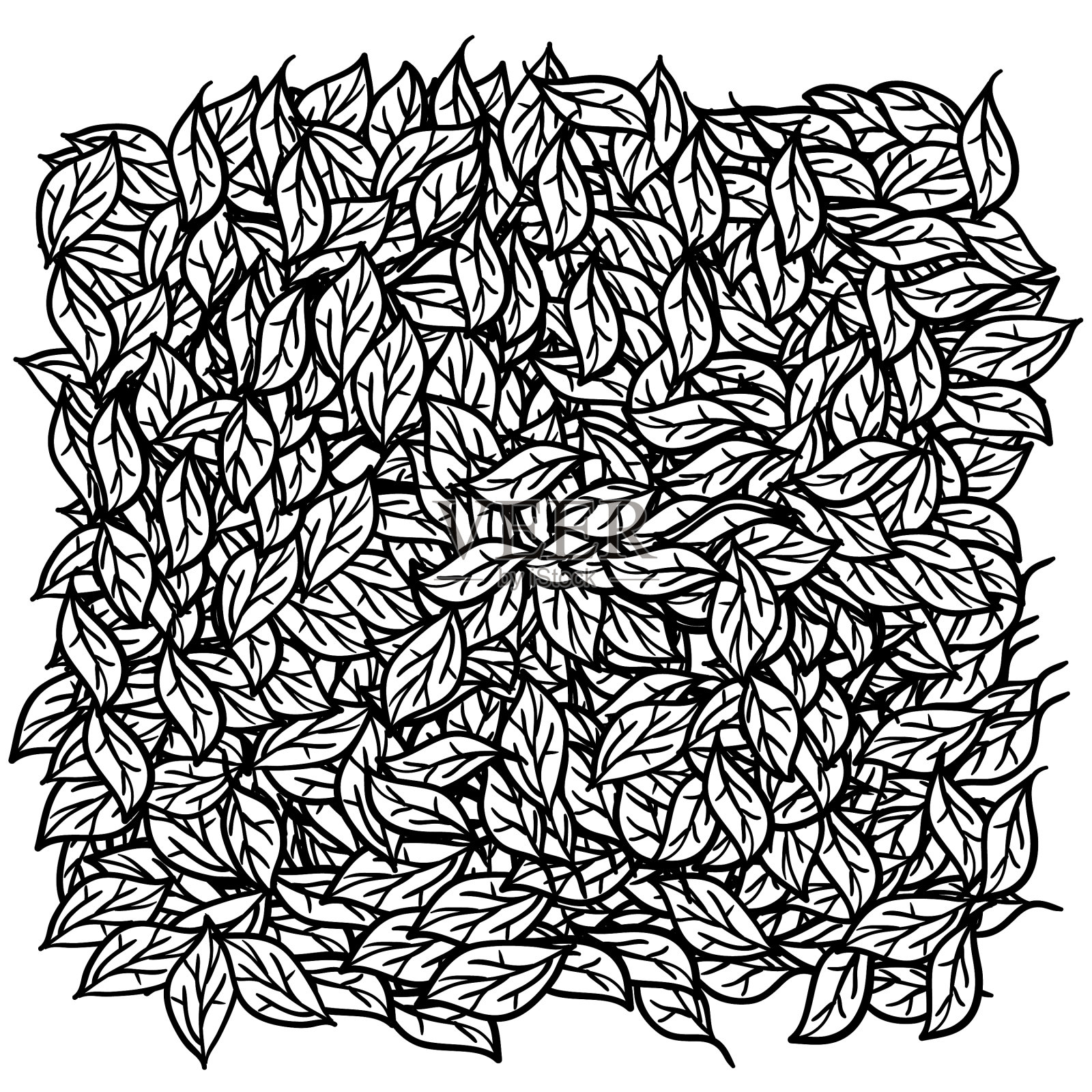 黑色和白色的树叶堆插画图片素材