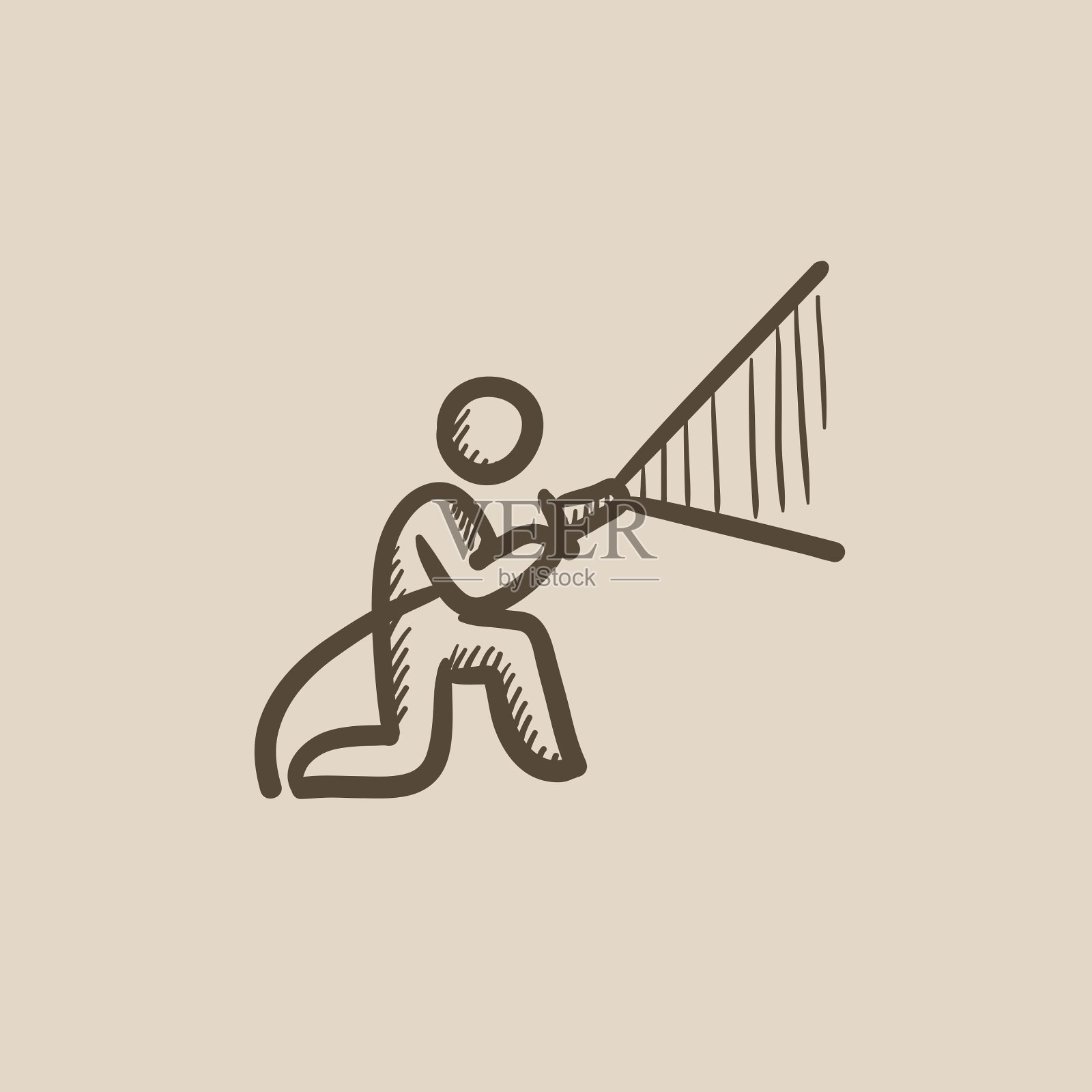 消防队员喷水素描图标插画图片素材