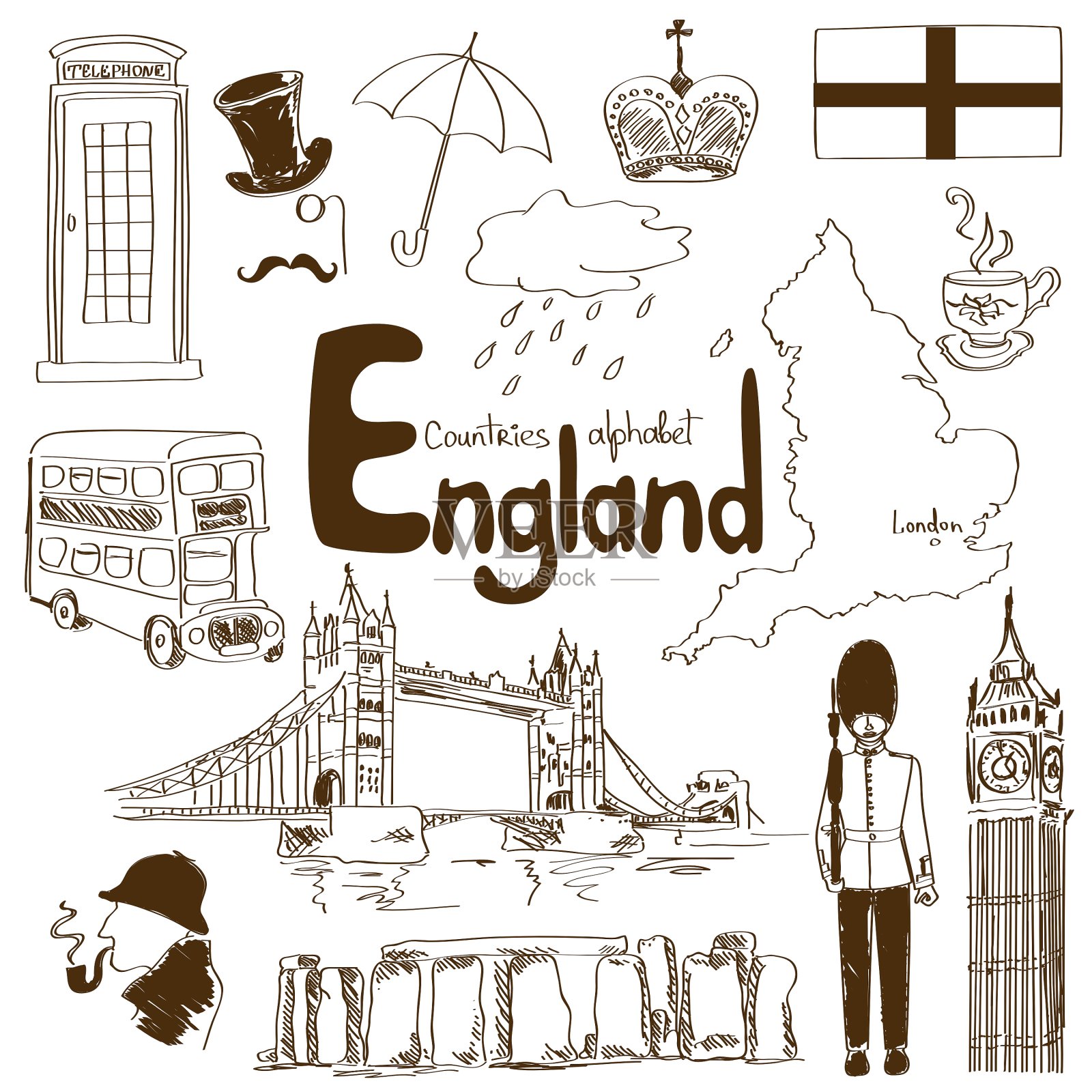 英国偶像收藏插画图片素材