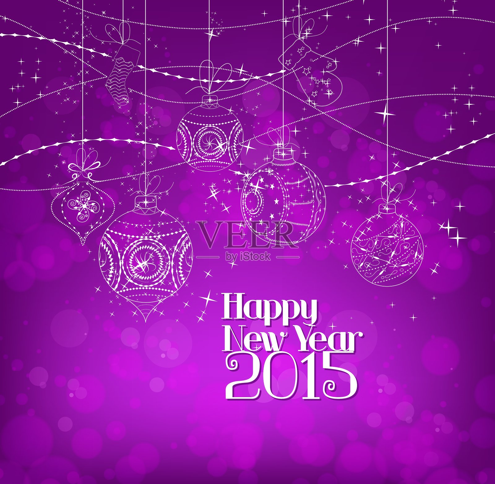 快乐的新年背景与圣诞装饰设计模板素材