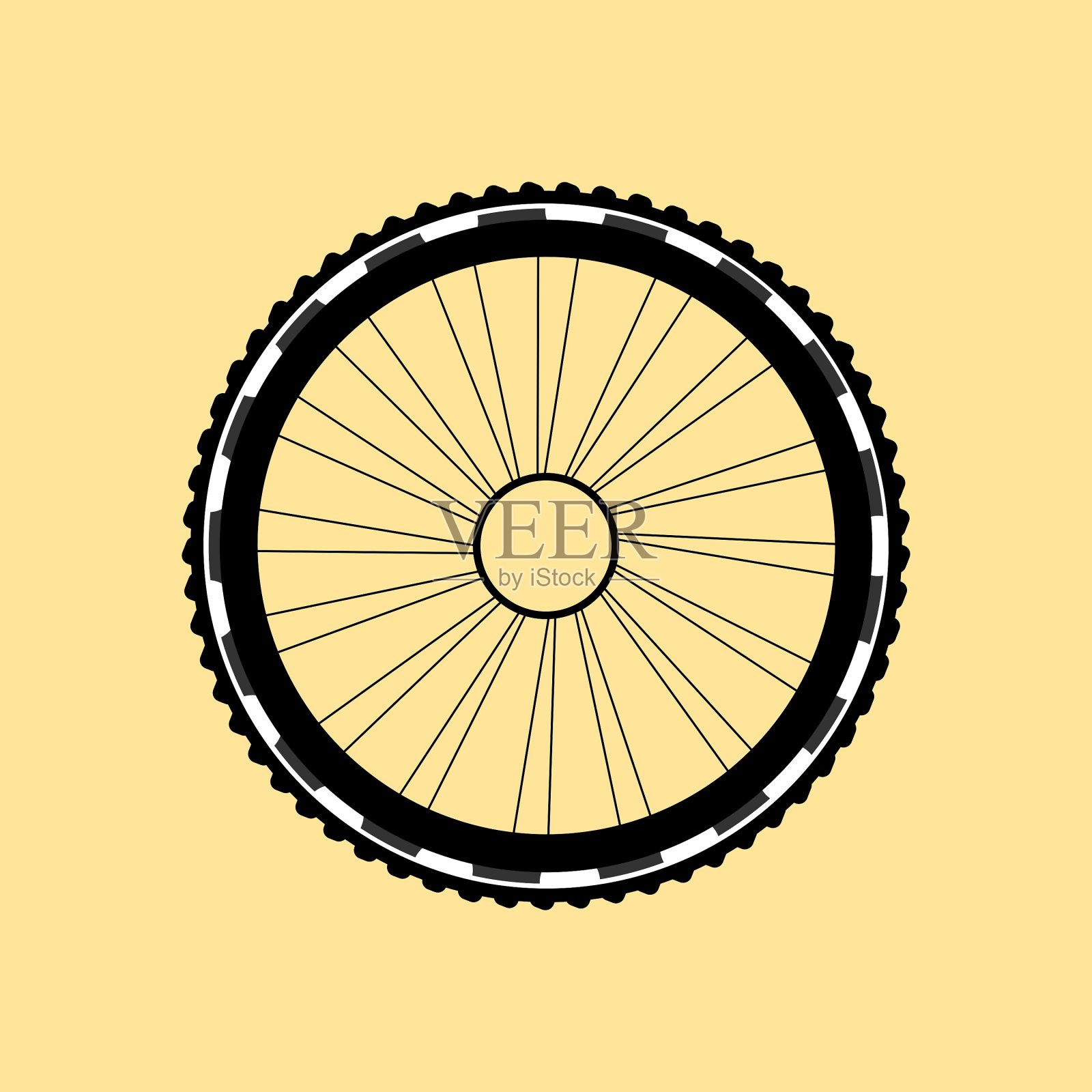 一个带轮胎的自行车轮子的剪影插画图片素材