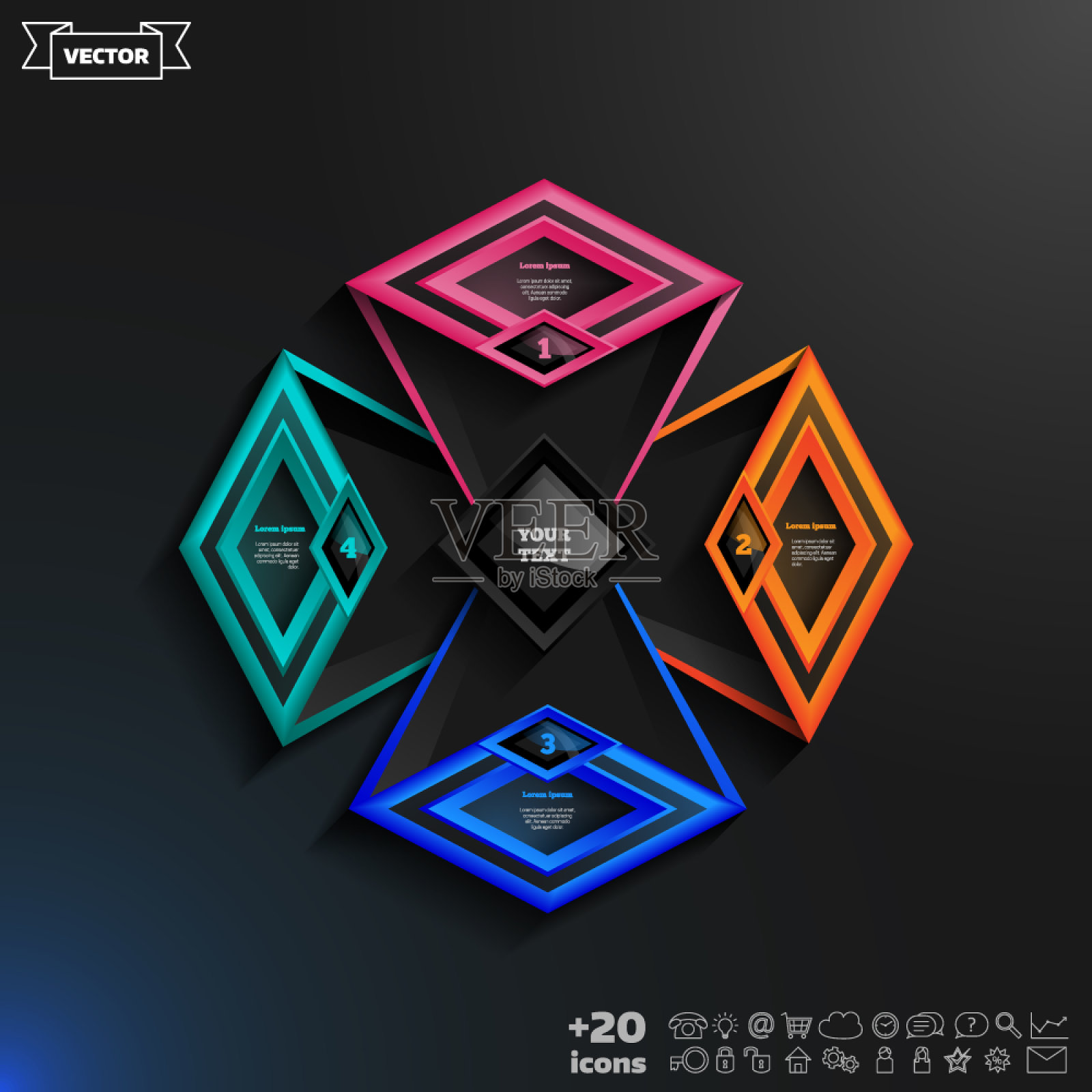 信息图模板与菱形插画图片素材