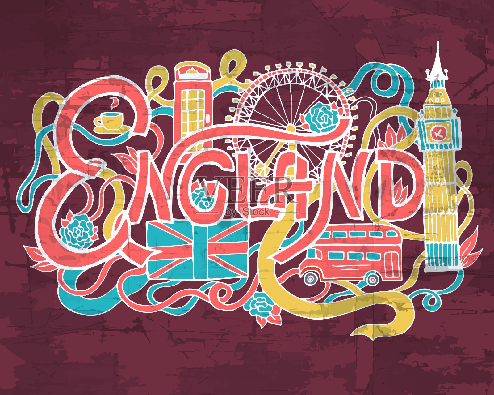 英国艺术抽象派手写体和涂鸦插画图片素材