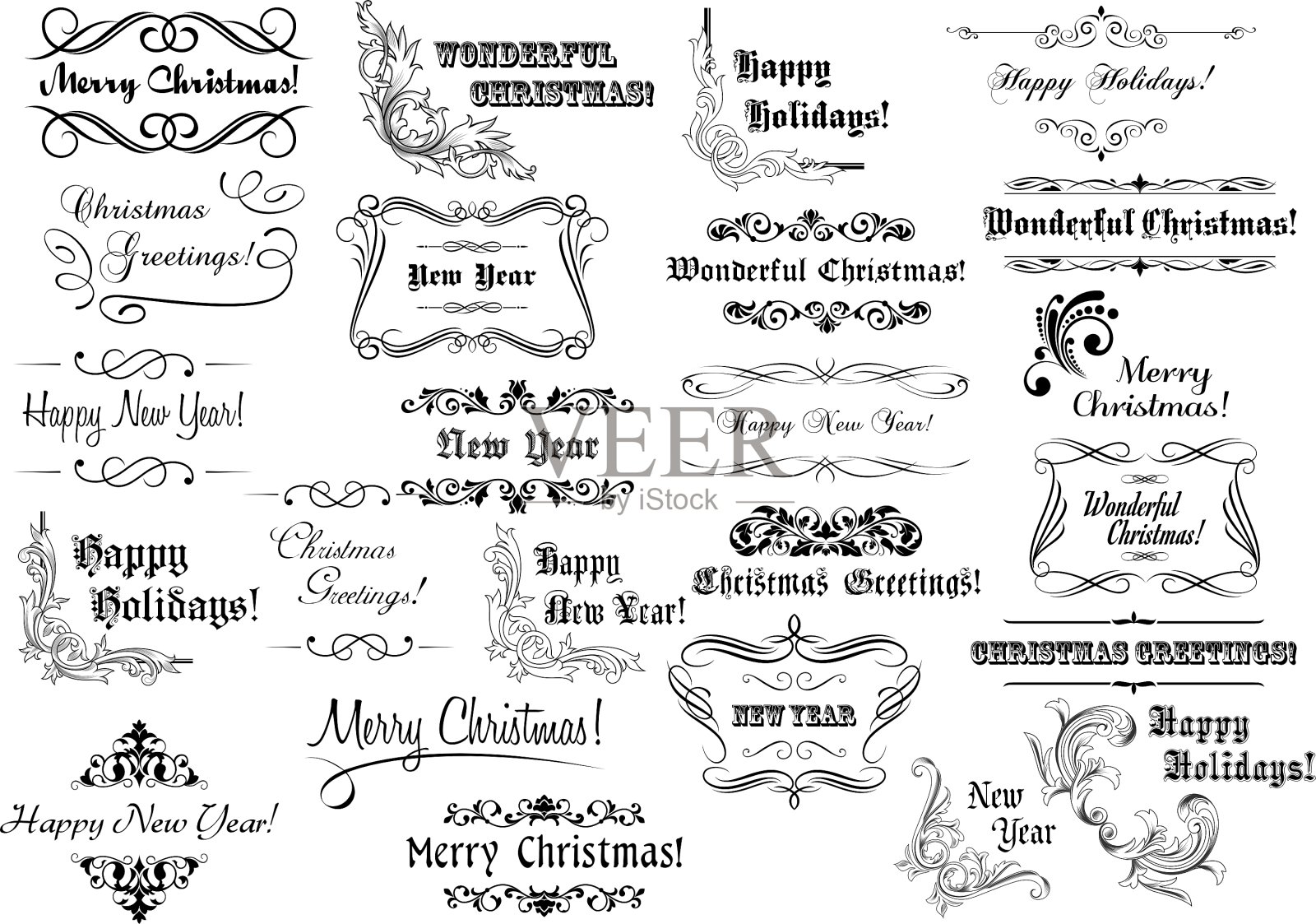 圣诞书法集锦设计模板素材