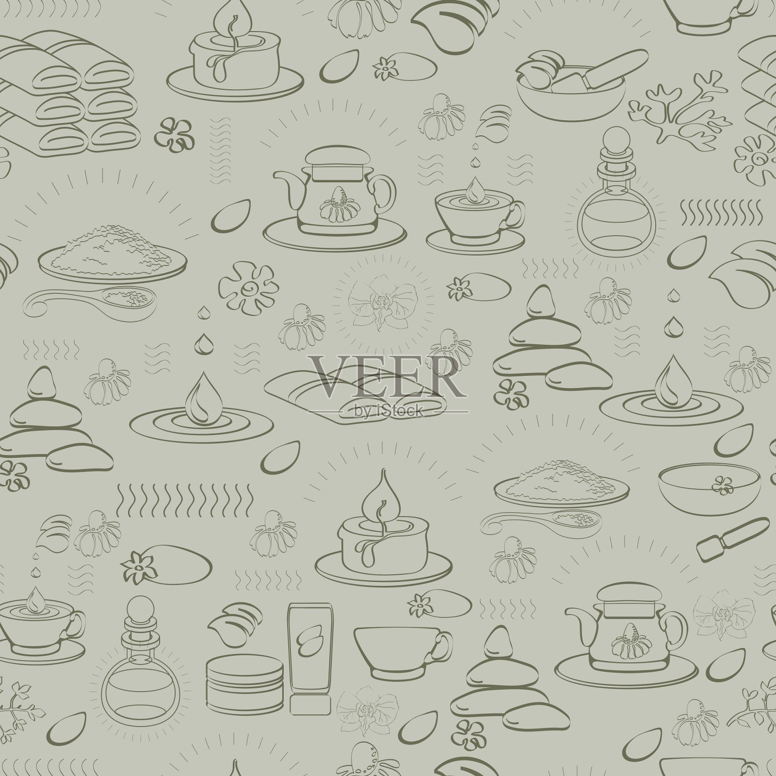 无缝模式与水疗配件插画图片素材