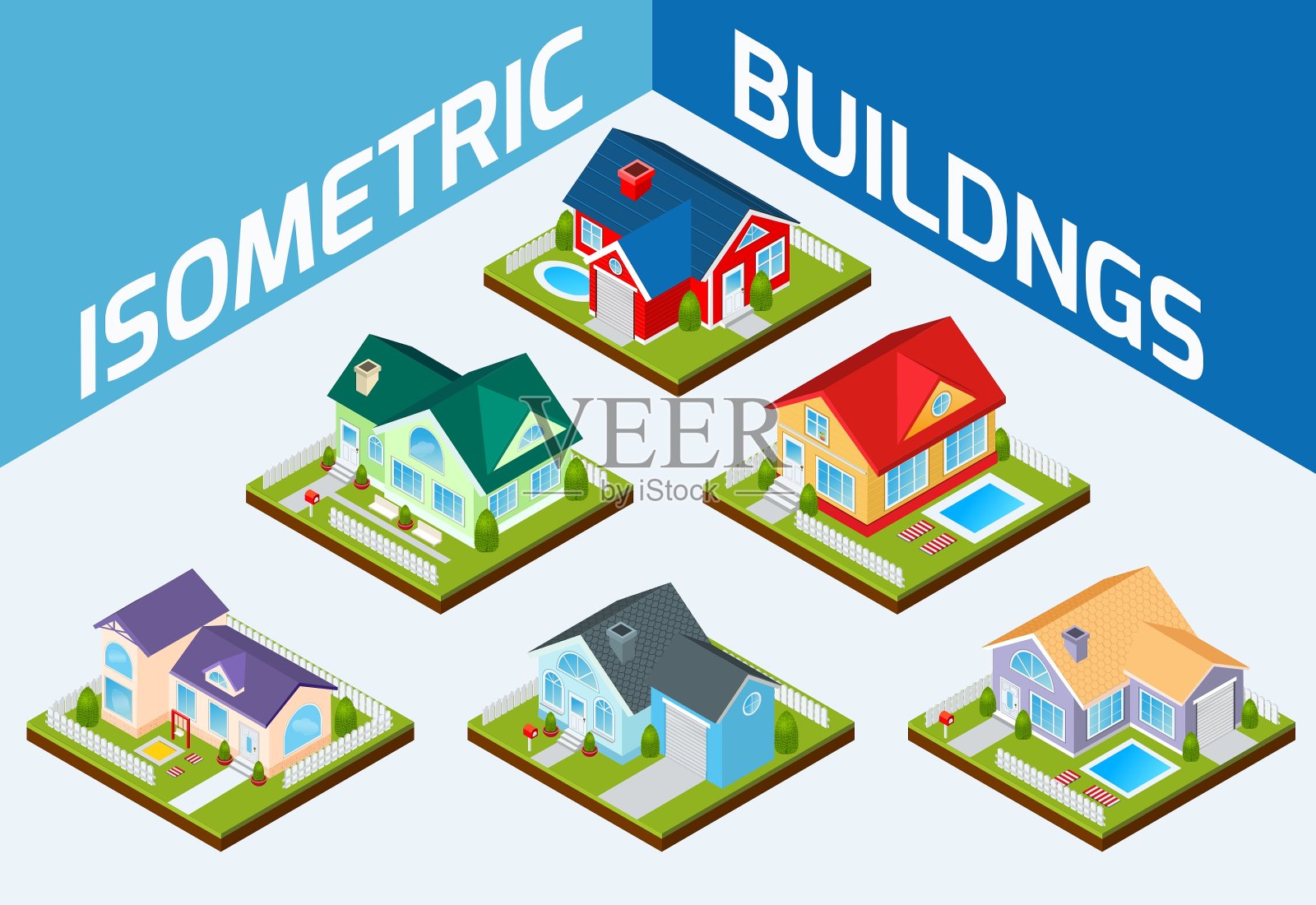 私人住宅设置插画图片素材