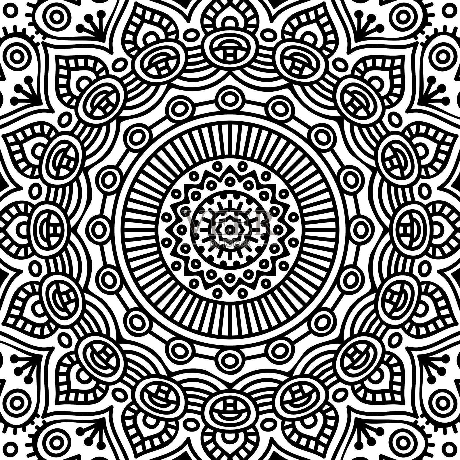 曼荼罗着色页面插画图片素材