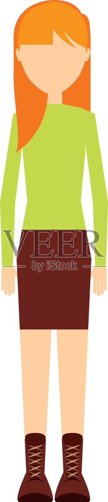 随意年轻女子孤立图标设计设计元素图片