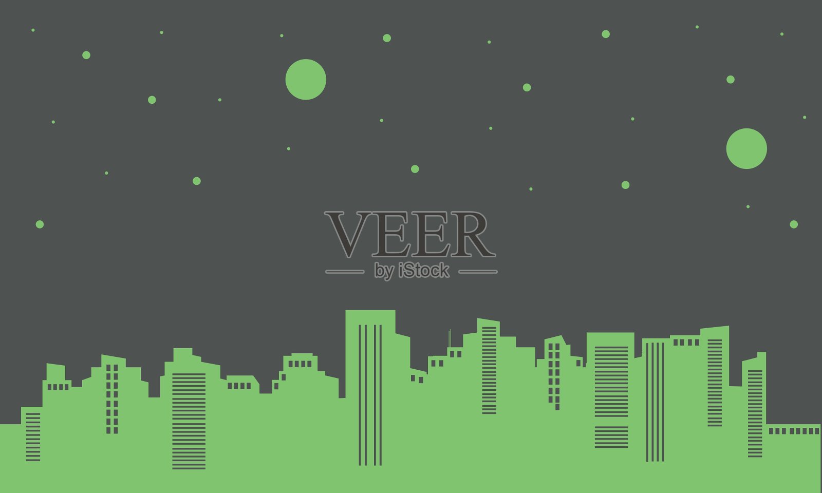 建筑在绿色背景上的剪影插画图片素材