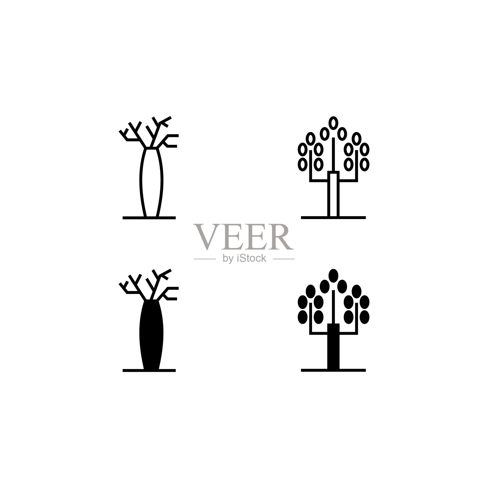 树线和固体图标标志矢量符号插画图片素材