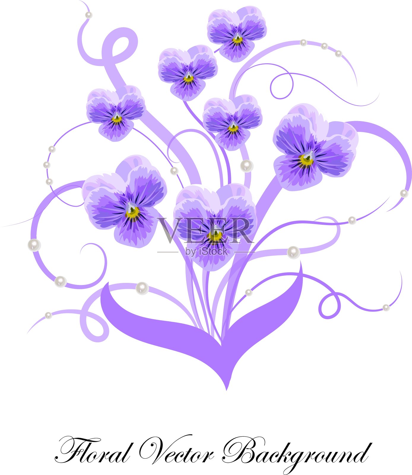 装饰性的紫罗兰花束设计元素图片