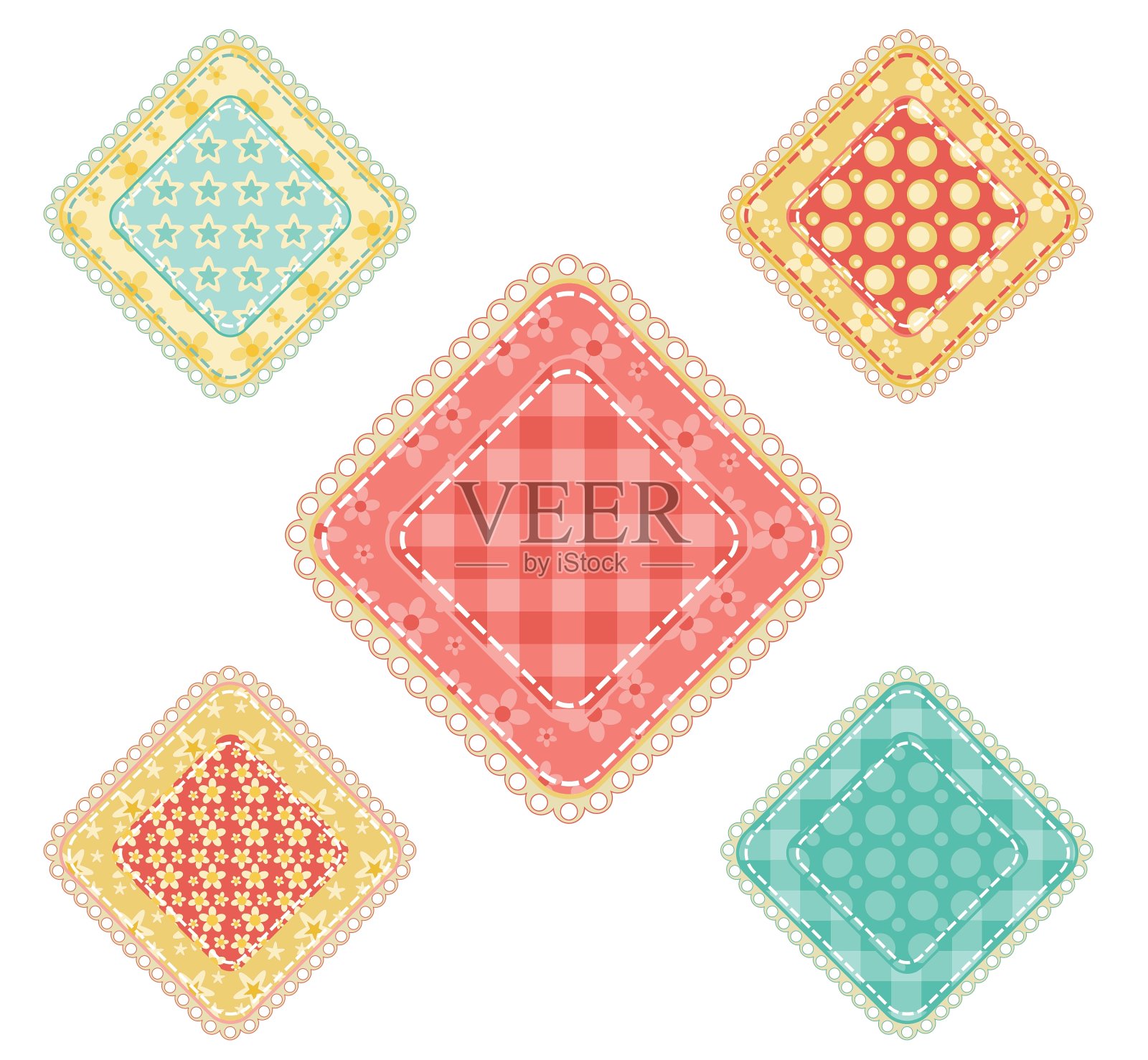 一套拼接菱形插画图片素材