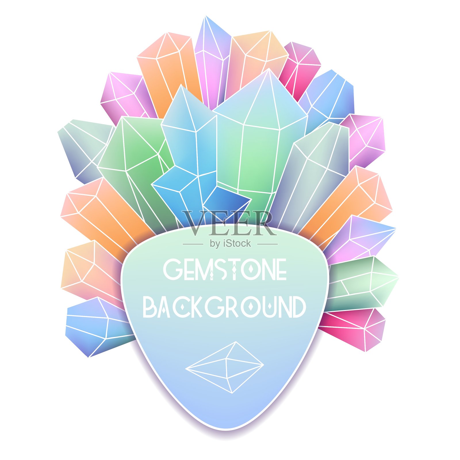 柔软的三角形标签，旁边有水晶飞溅设计元素图片