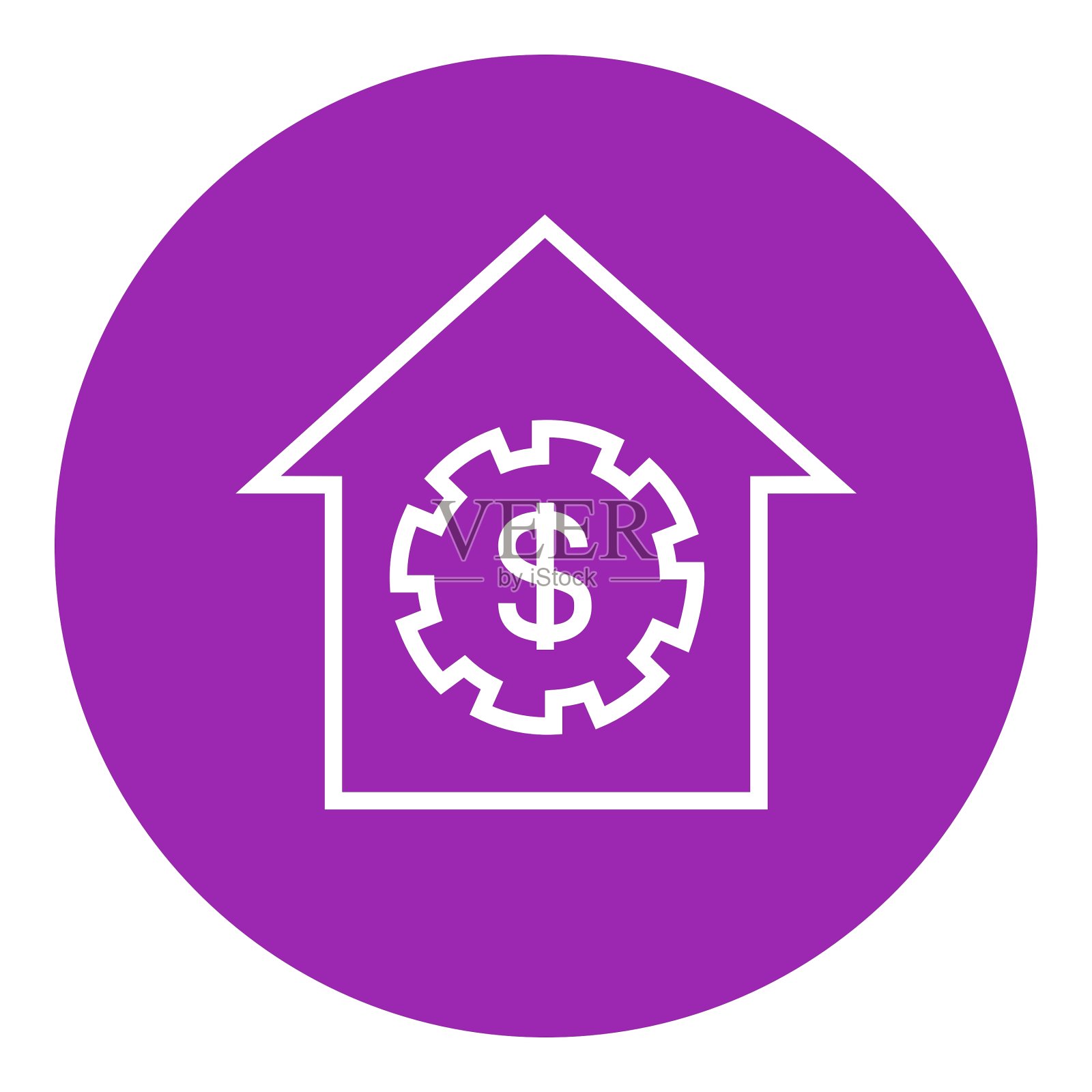 房子与美元符号线图标设计元素图片