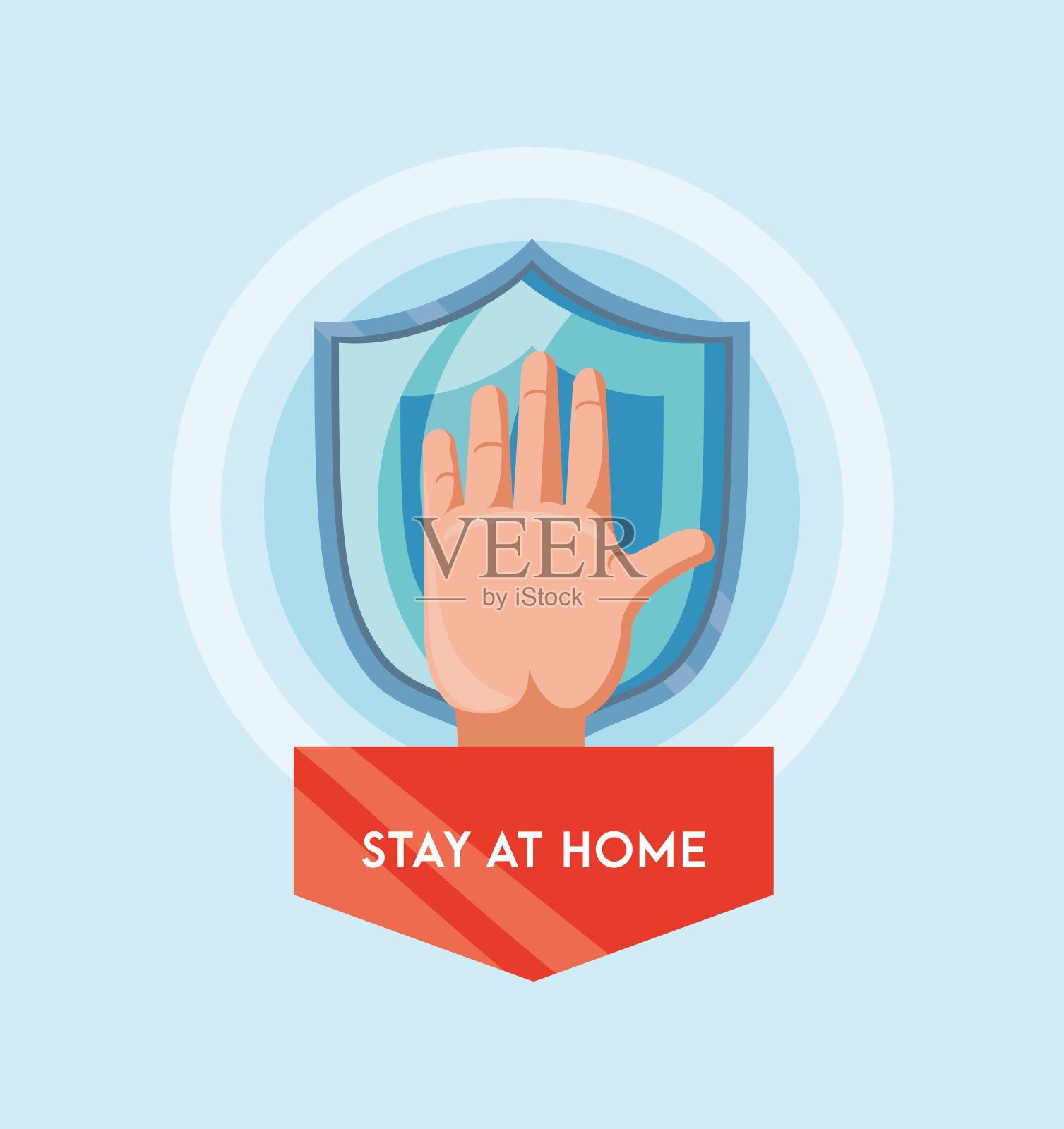 待在家里可以预防冠状病毒感染插画图片素材