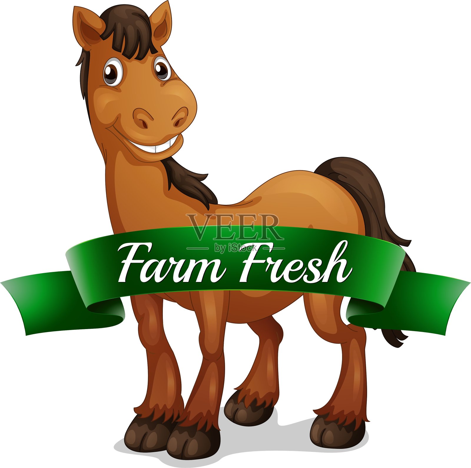 带着农场新鲜标签的微笑马设计元素图片