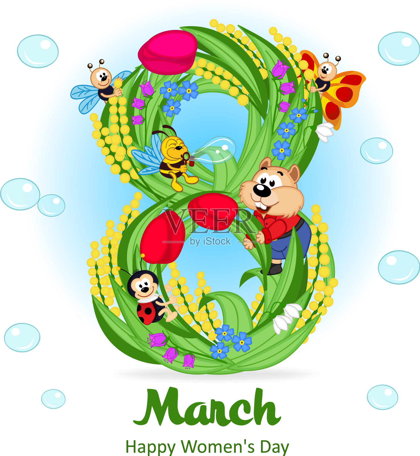 3月8日的贺卡插画图片素材