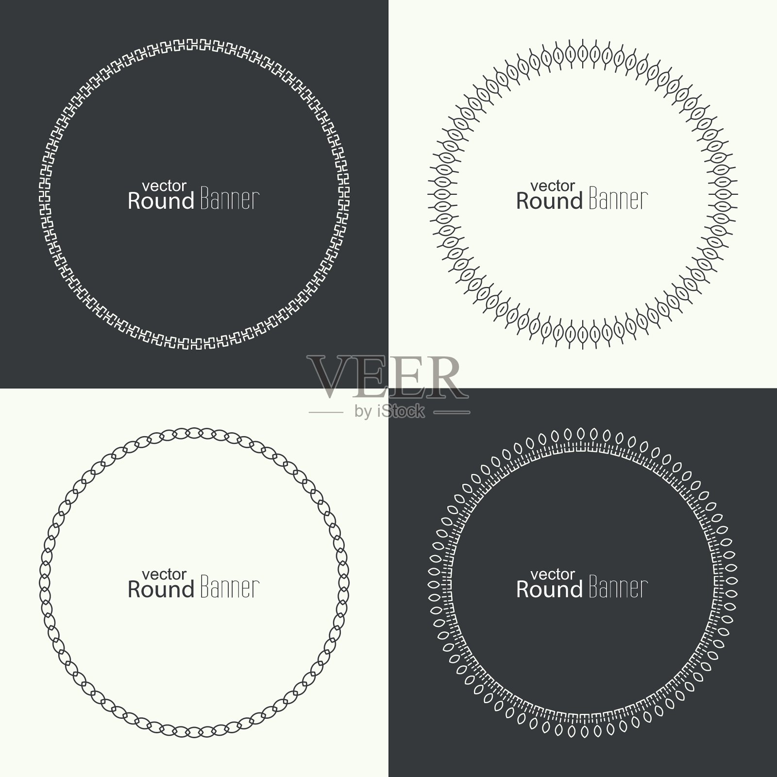 一套圆形横幅插画图片素材