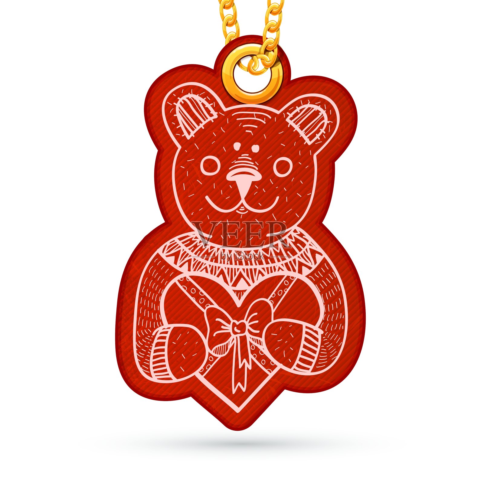 泰迪熊与目前的标签标签挂设计元素图片