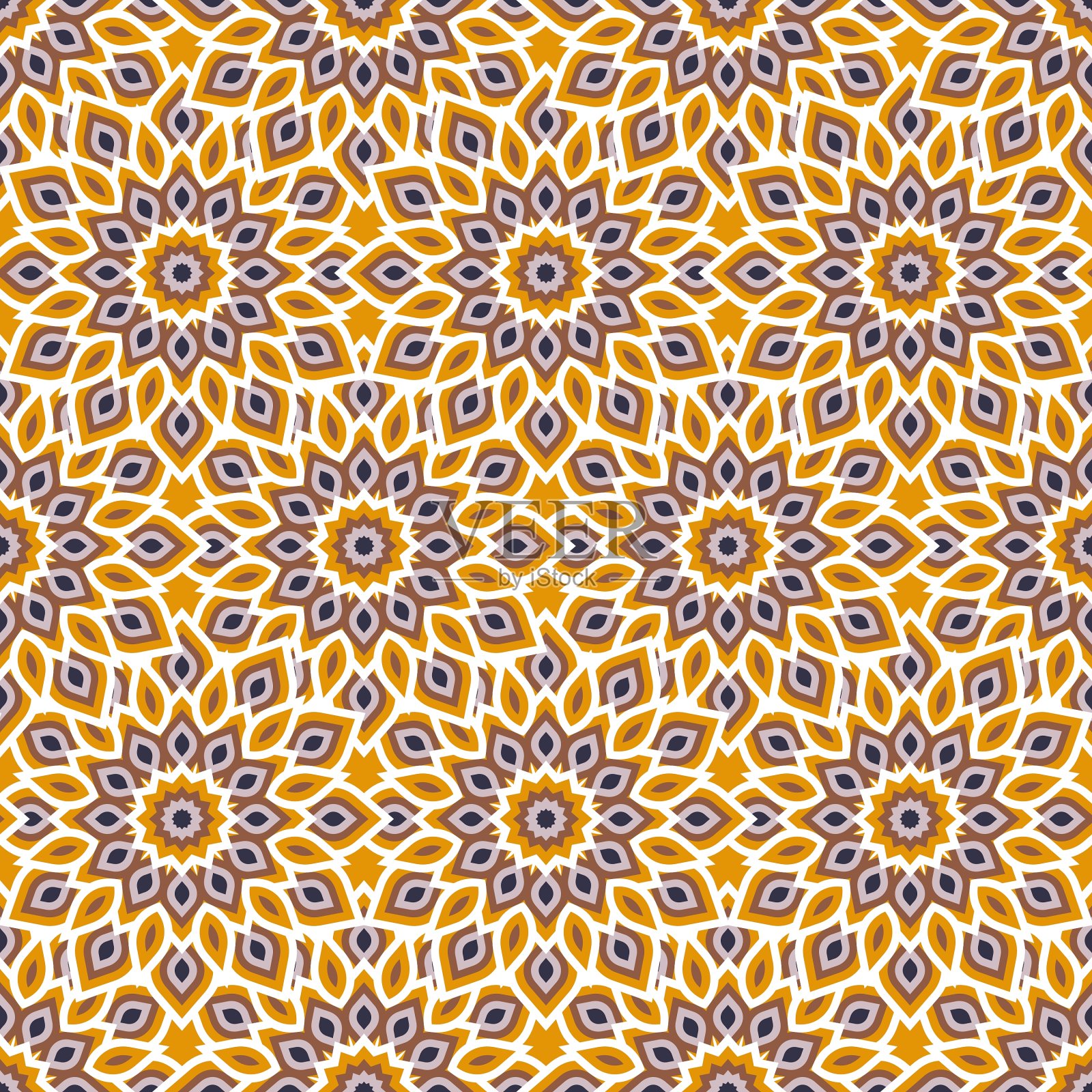 阿拉伯装饰与抽象的花插画图片素材