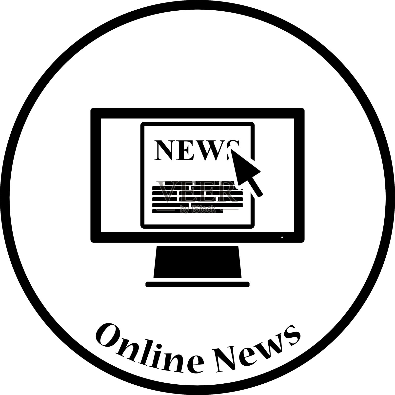 带有新闻图标的监控插画图片素材