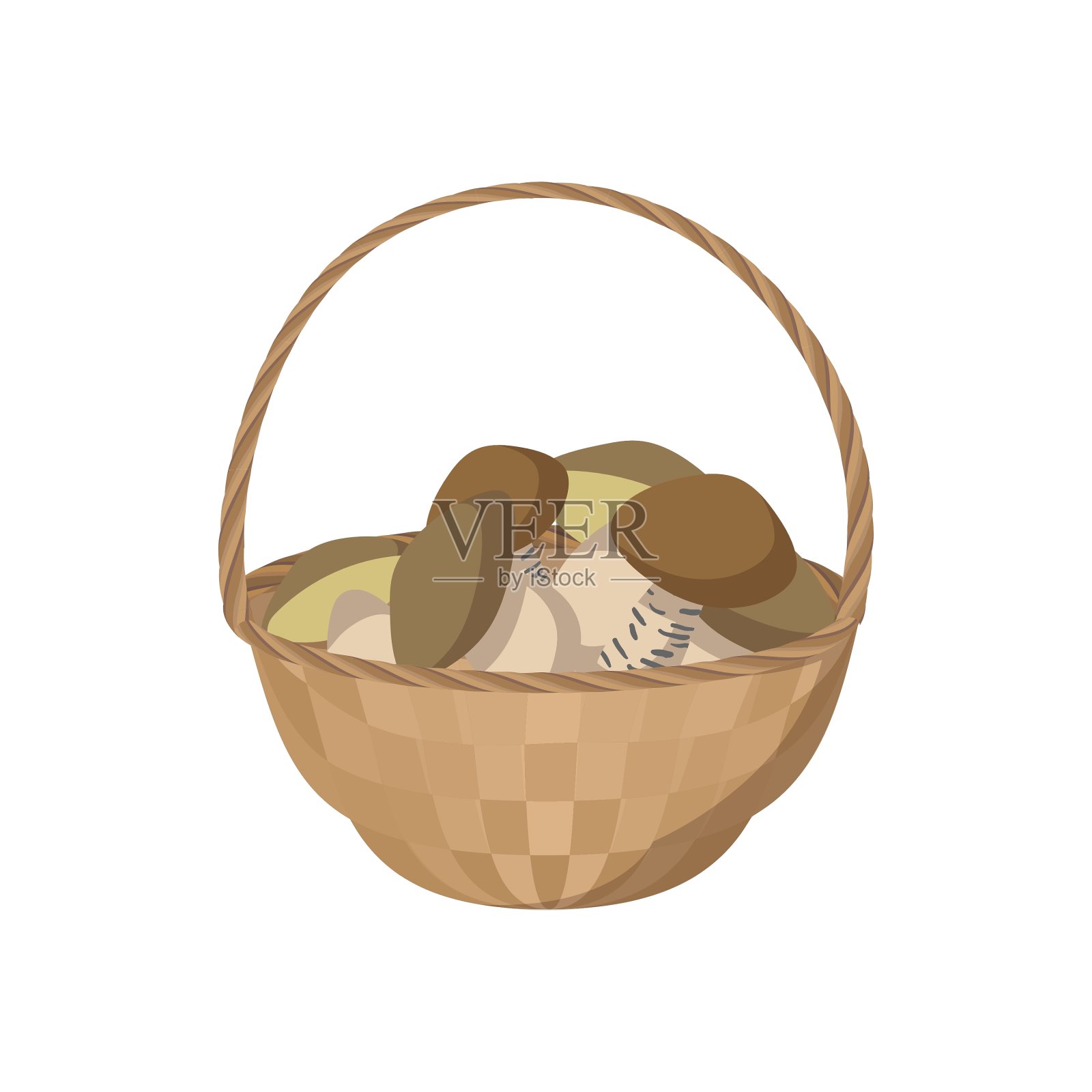 篮子的蘑菇图标卡通风格设计元素图片