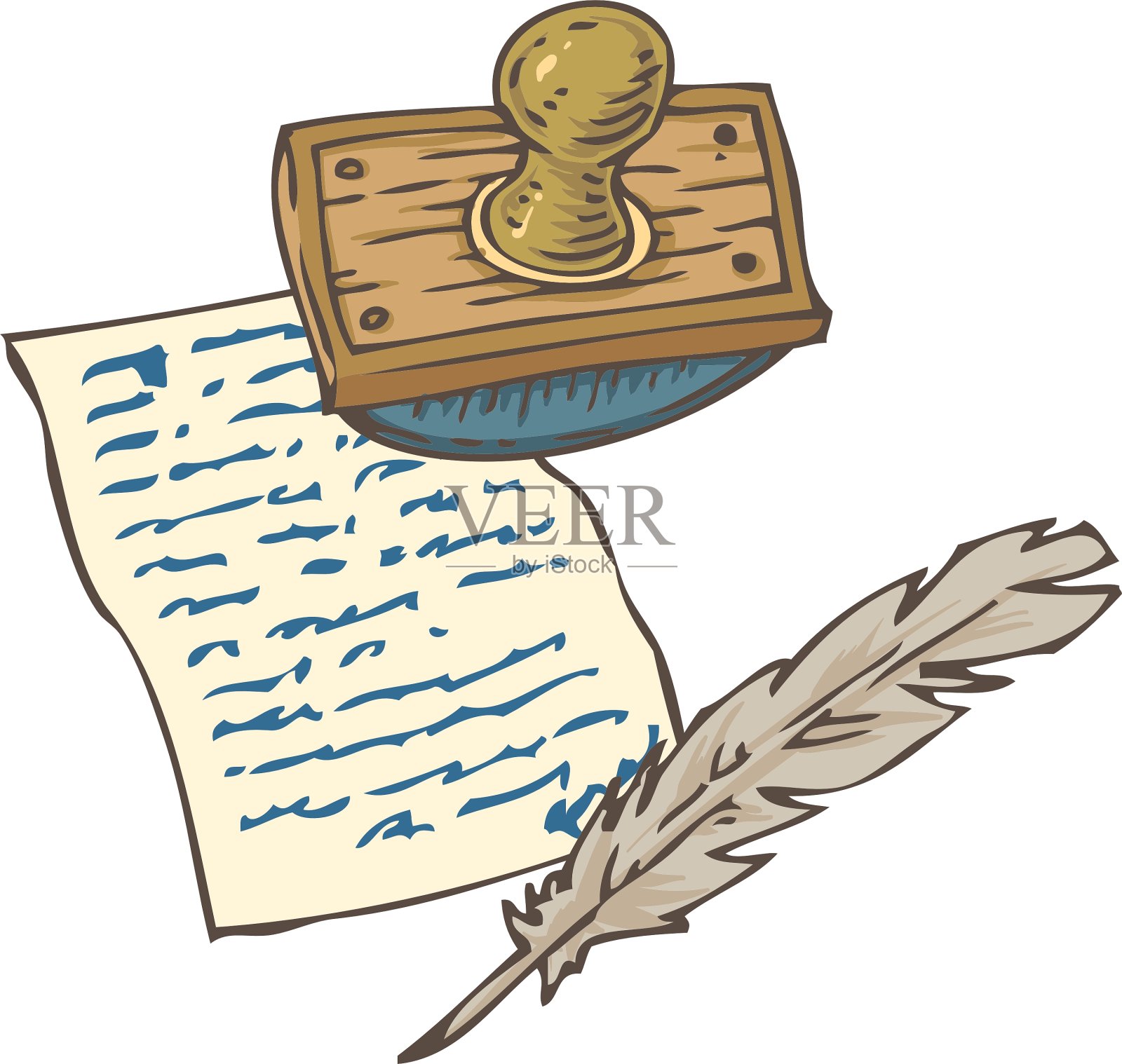 手写页与鹅毛笔和设计元素图片